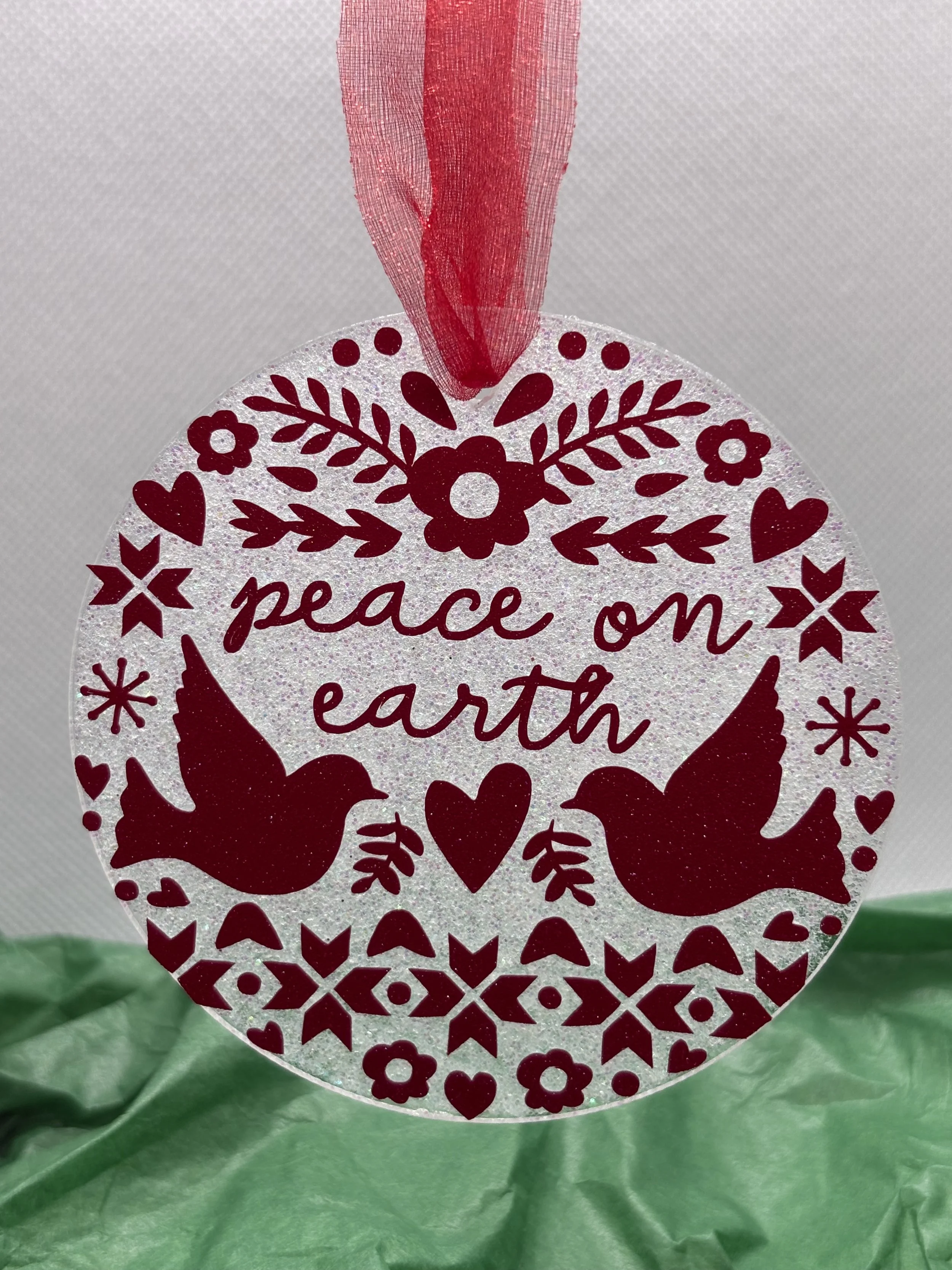 GlitterLight Ornament: Peace on Earth
