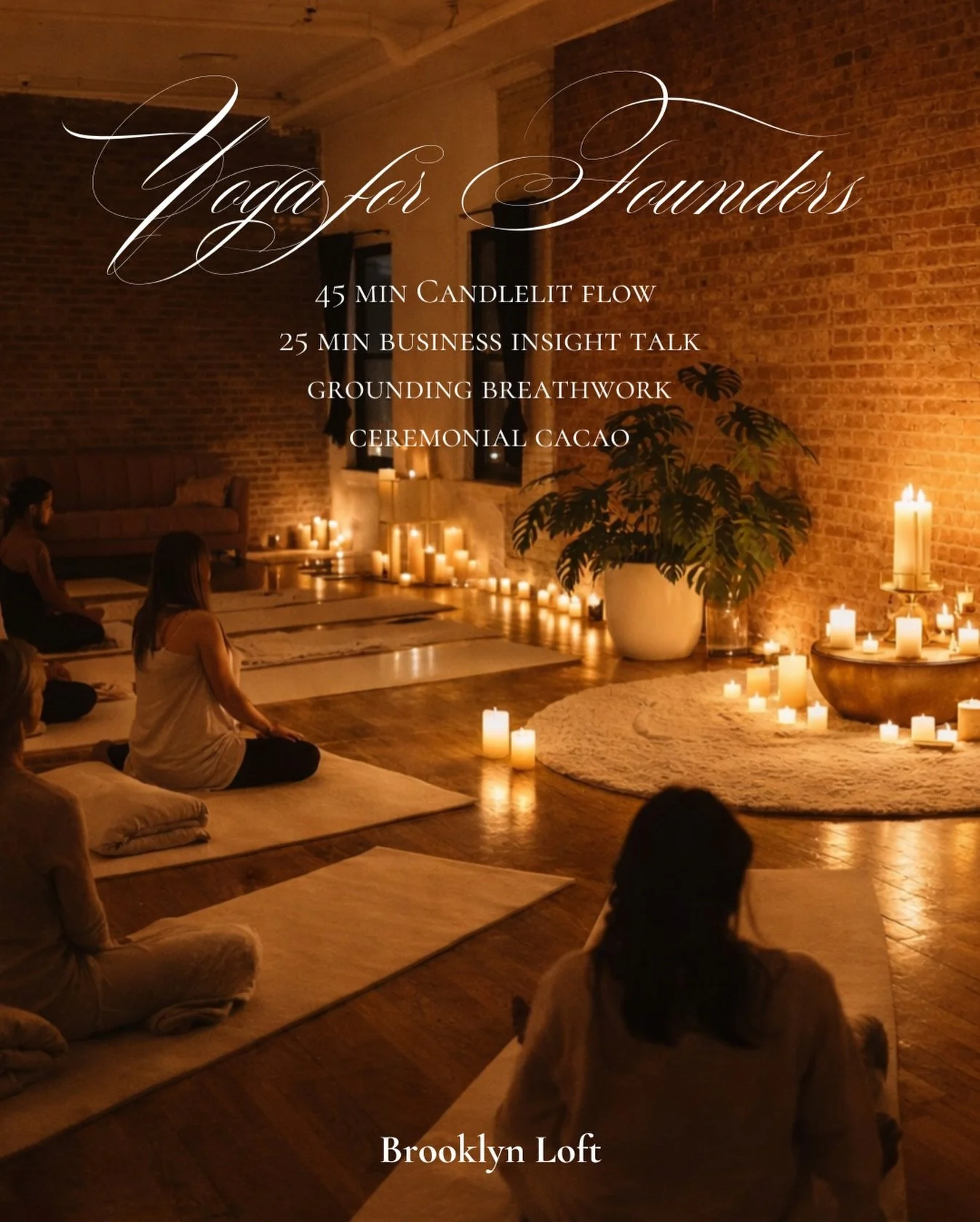 We are excited to introduce to you our new series for founders. A space to come together with other women who are building. The goal is a holistic approach to finding our clarity and focus, starting with a mood boosting candlelit flow to stretch and 