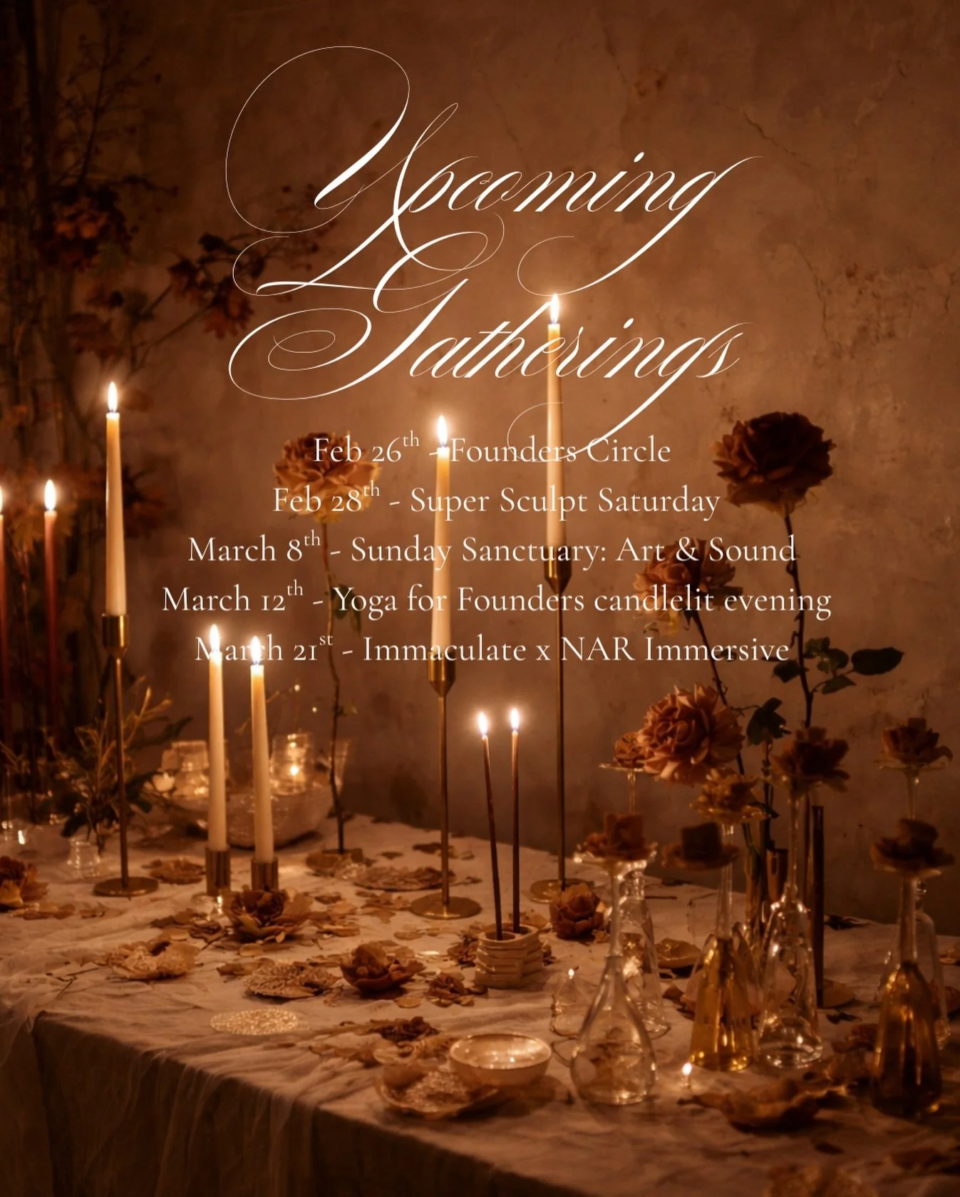 Our newest dates are officially open. 

These are kept intimate, intentional &amp; evolving. 
Part of our beta chapter.

Reserve at: www.immaculatenyc.com (Accessible by password those on our Early Access List)

Early Access Members:
-see new dates f