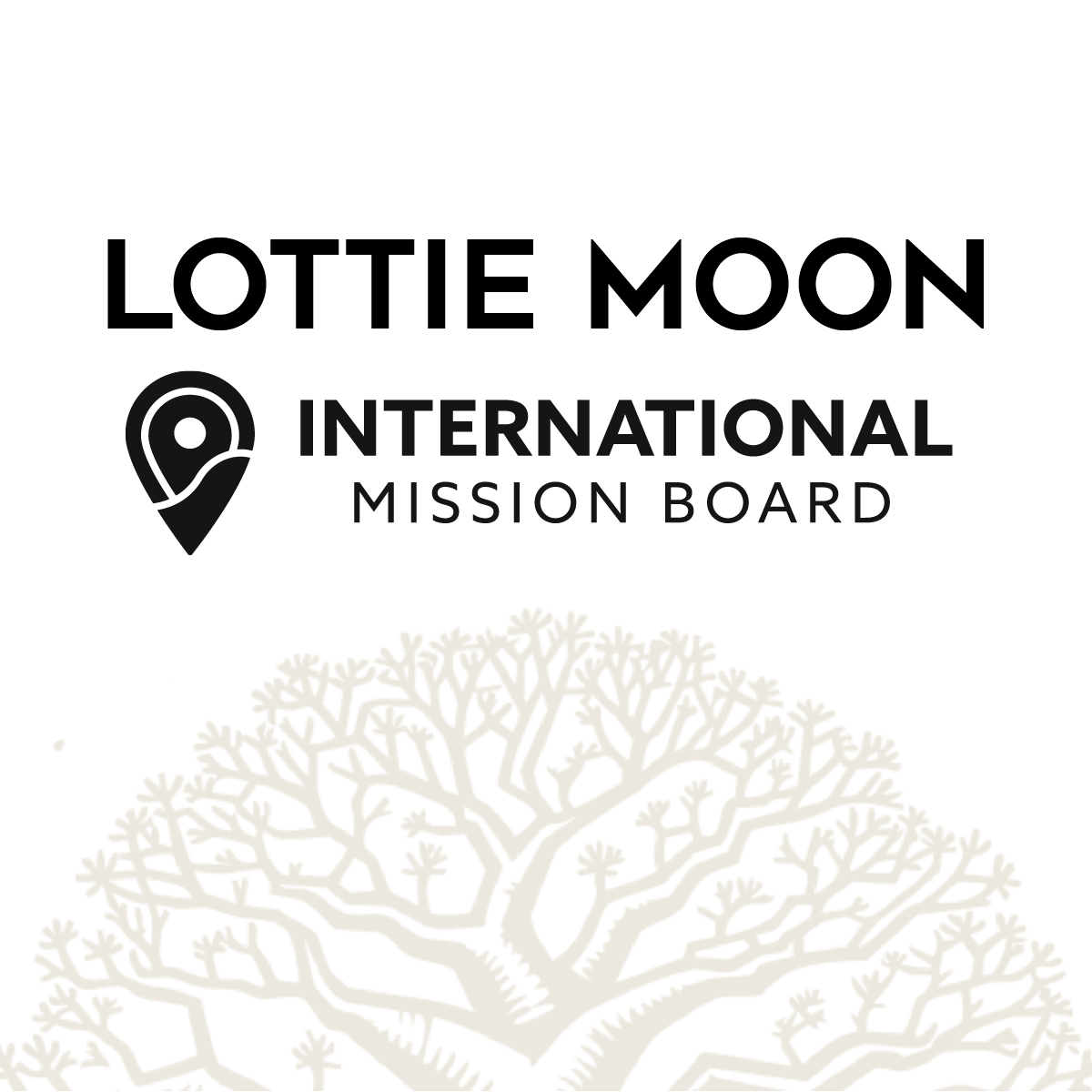 Lottie Moon International Mission Board logo with stylized tree illustration.