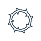 Stylized blue gear or sprocket icon