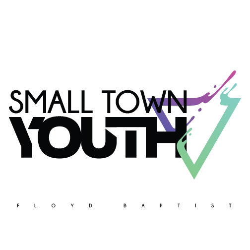 Logo for Small Town Youth with abstract splash design and Floyd Baptist text at the bottom.