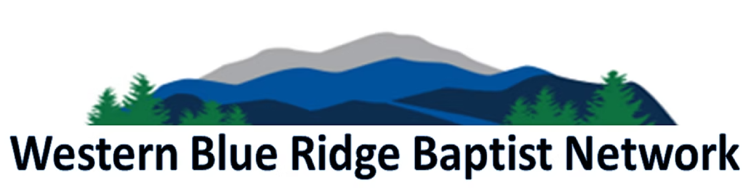 Logo for Western Blue Ridge Baptist Network featuring mountains and trees