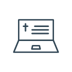 Icon of a laptop computer with a plus sign and lines on the screen indicating text or content.