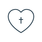 Outline of a heart with a cross inside