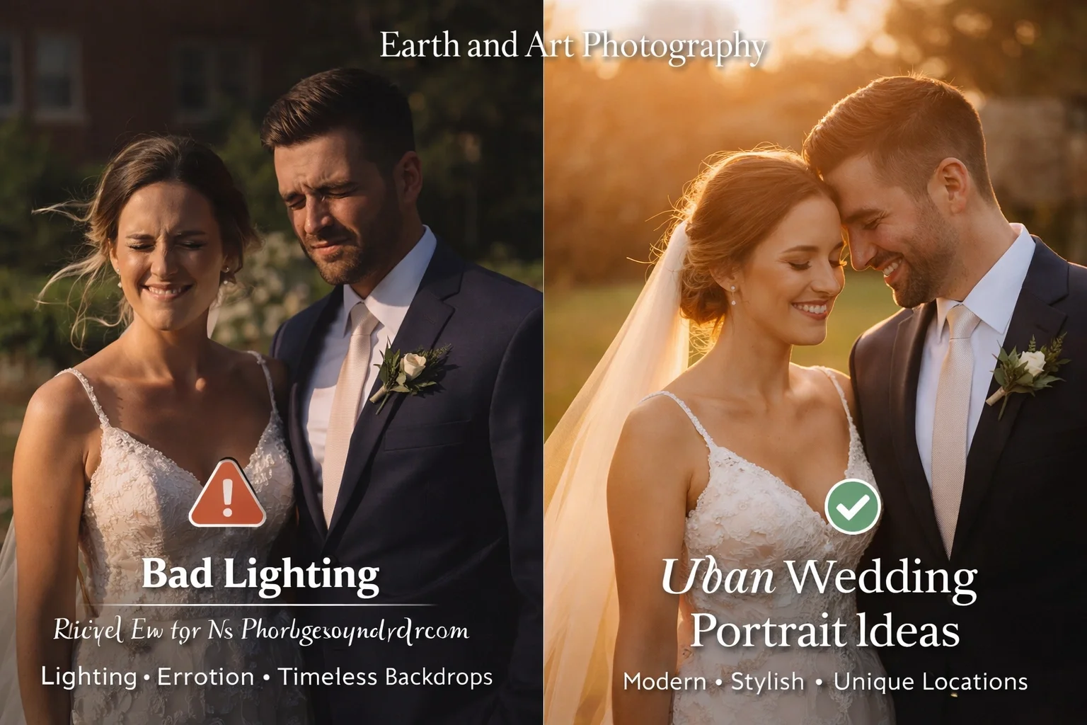 Urban wedding portrait couple walking in city street modern photography