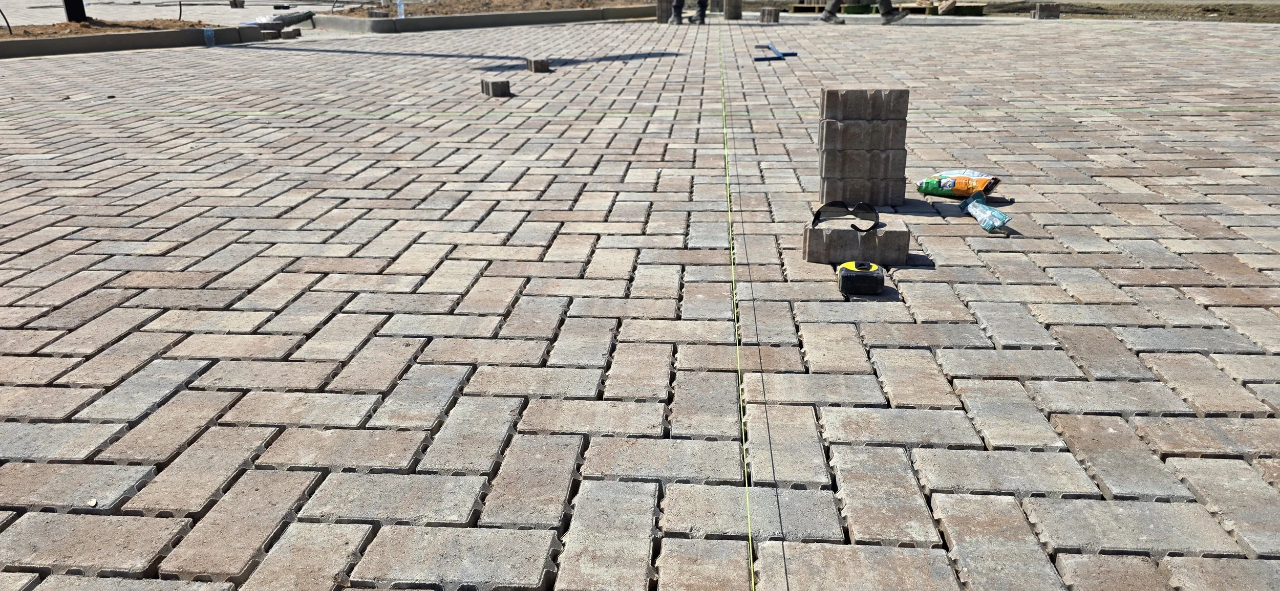 Paver drive under construction