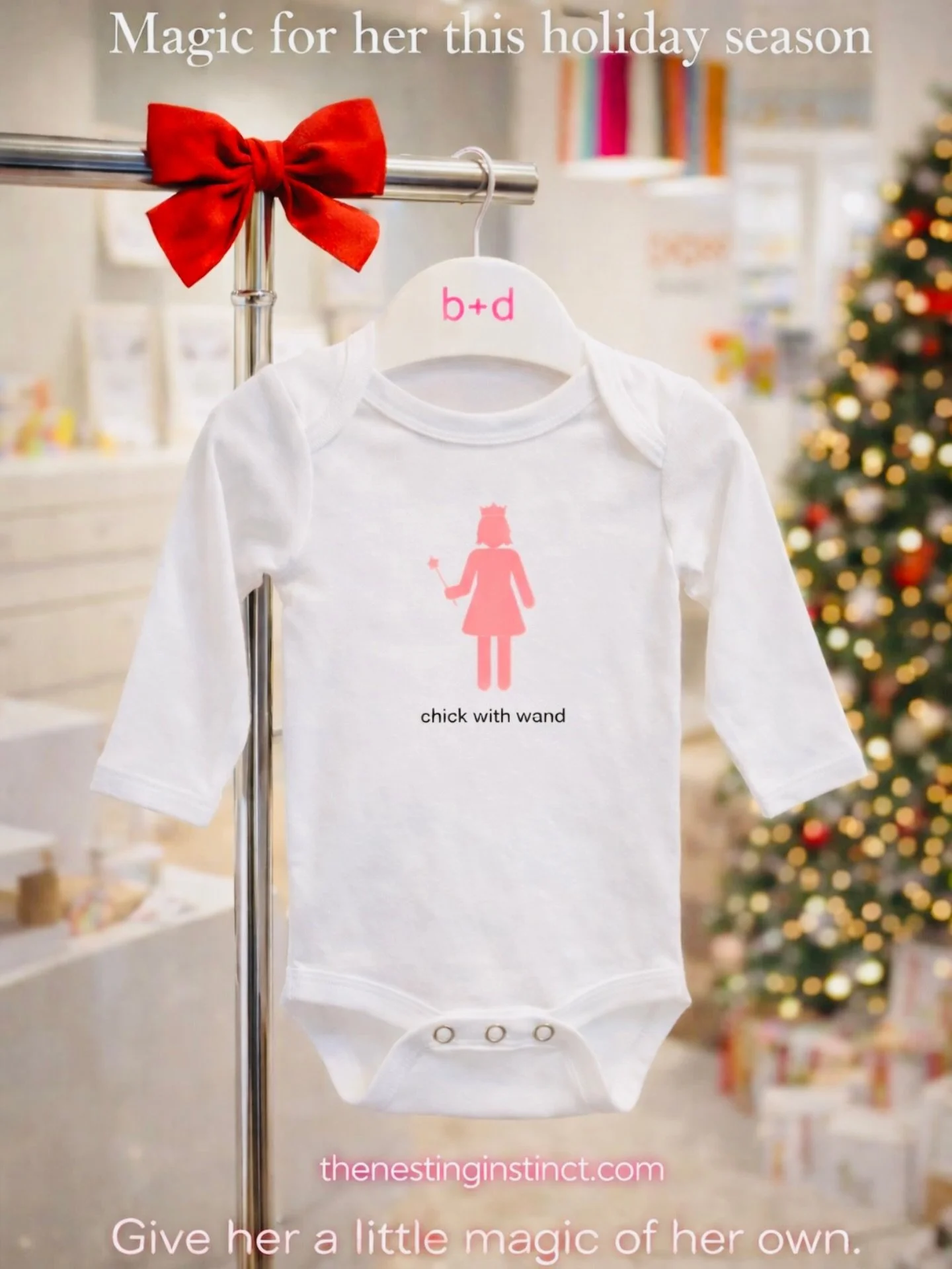 give her a little magic of her own this holiday season 🩷 
#magic #thenestinginstinct #onesie #layette #babygirl