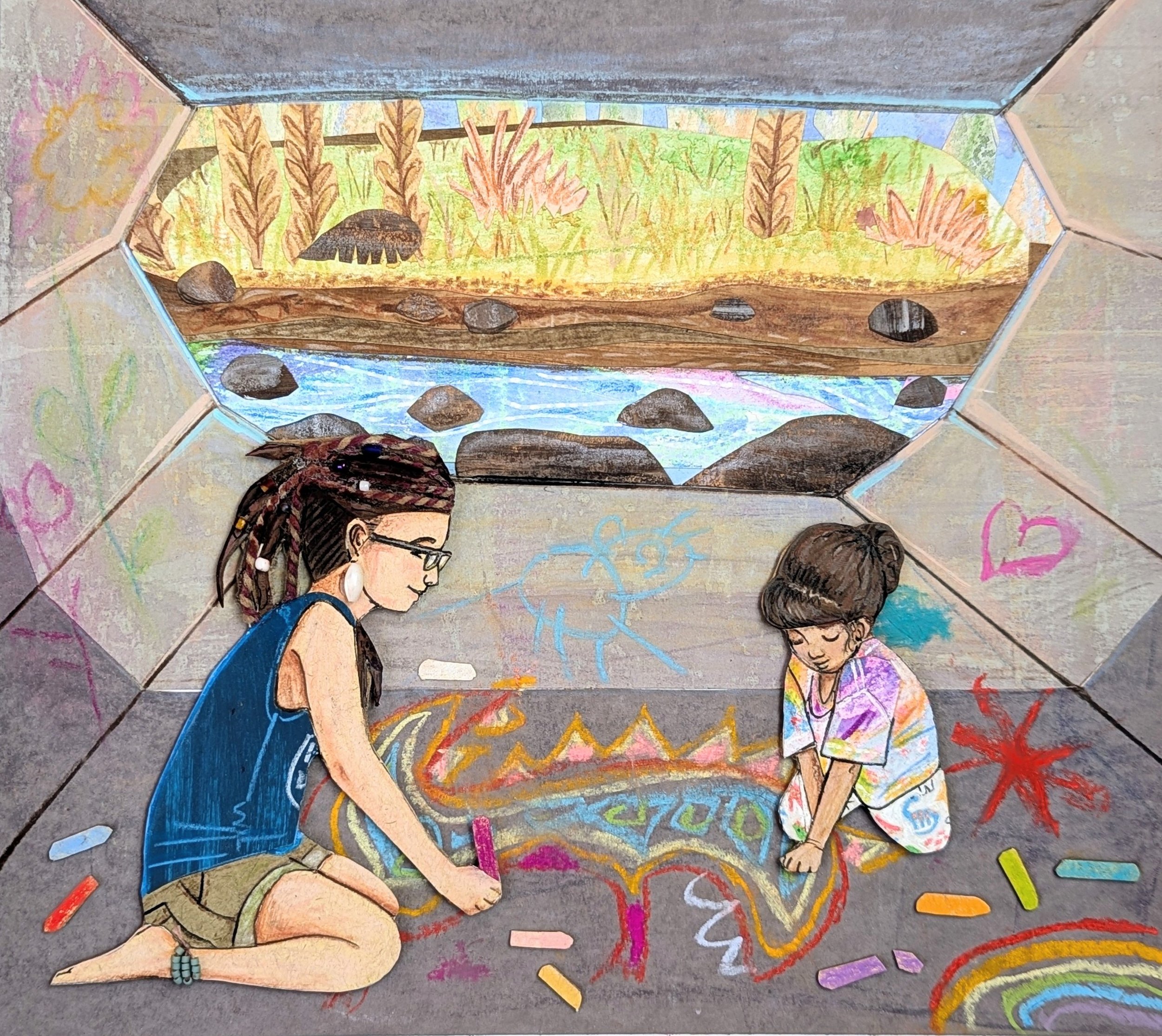 Family: mixed media collage, 2025