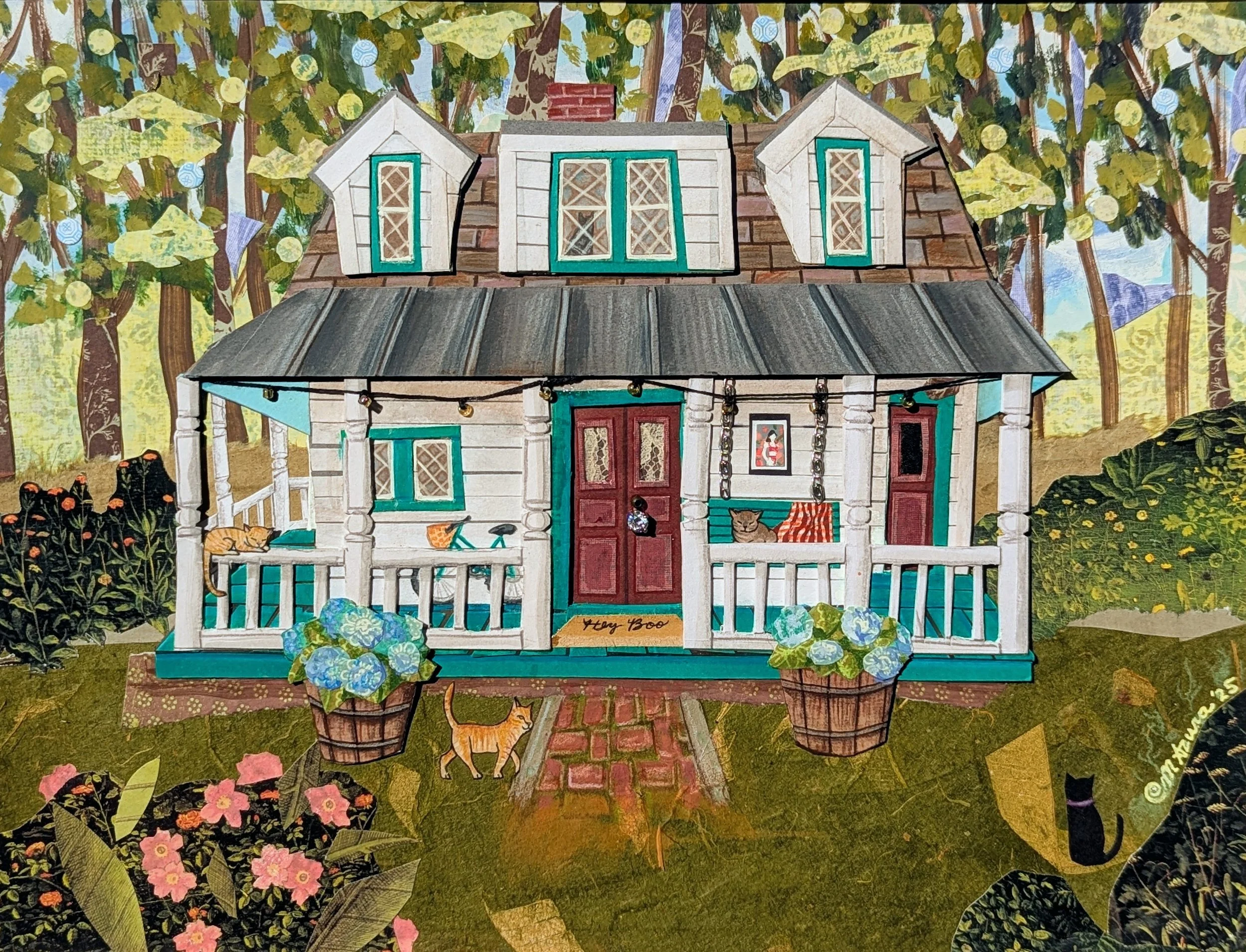 The Little House: mixed media collage, 2025 (commission)