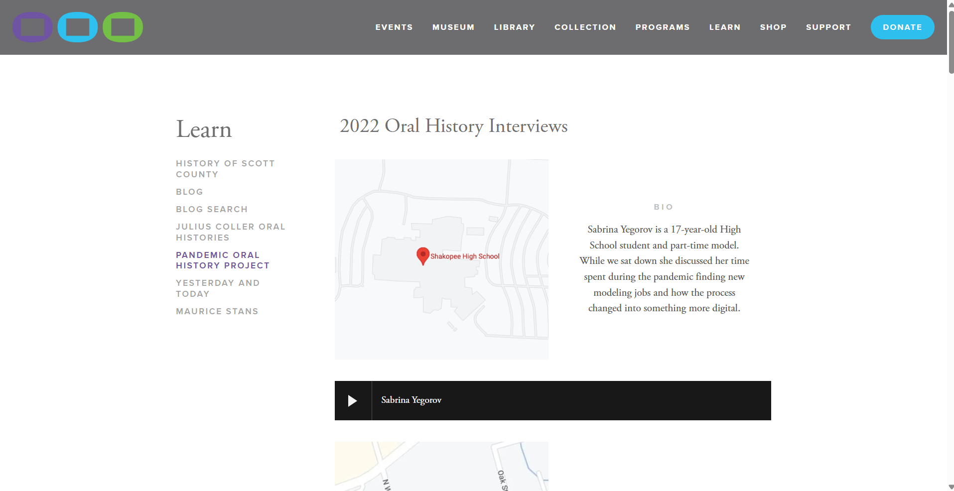 A series of virtual exhibits, like this series of oral histories about the Covid-19 pandemic, were easy enough to create that they were developed as part of internship projects.