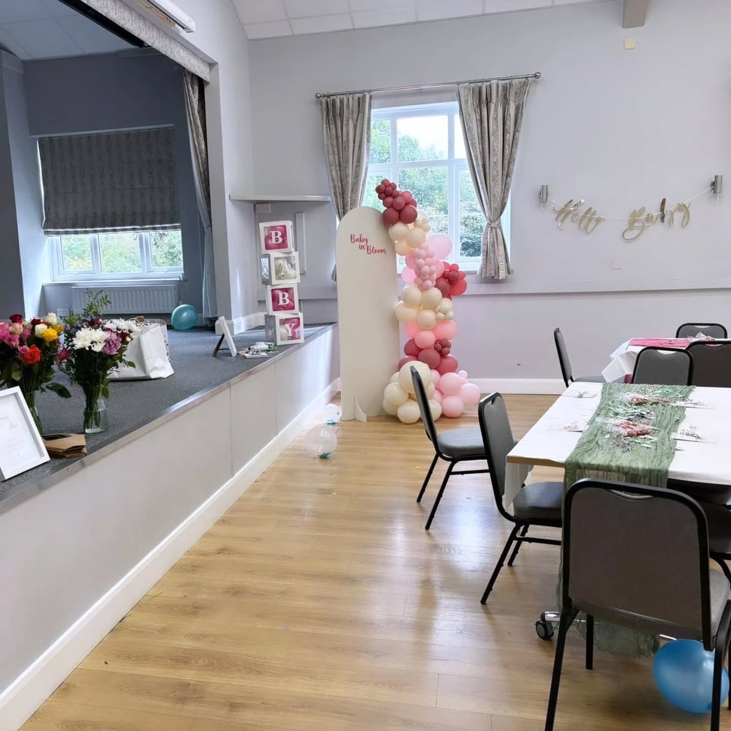 ✨ Another lovely party in our Village Hall! ✨
Look at this beautiful setup for a baby shower 💕👶 
Our Hall space is really flexible &ndash; you can arrange it however you like to suit your event.

✅ Tables, chairs &amp; WiFi are included in the hire