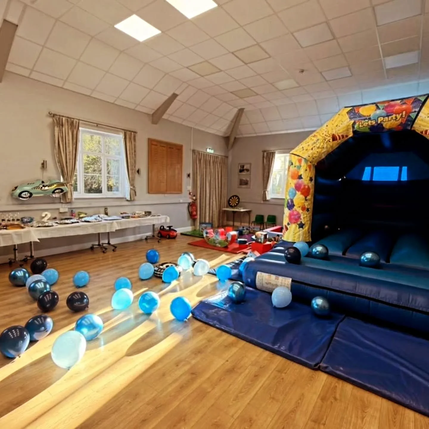 🎈 Dream Parties Happen Here! 🎈

There&rsquo;s plenty of space in our beautiful Village Hall to create the perfect celebration &mdash; whether it&rsquo;s a bouncy castle, soft play, or your own unique party setup! 💙

Just look at this amazing setup
