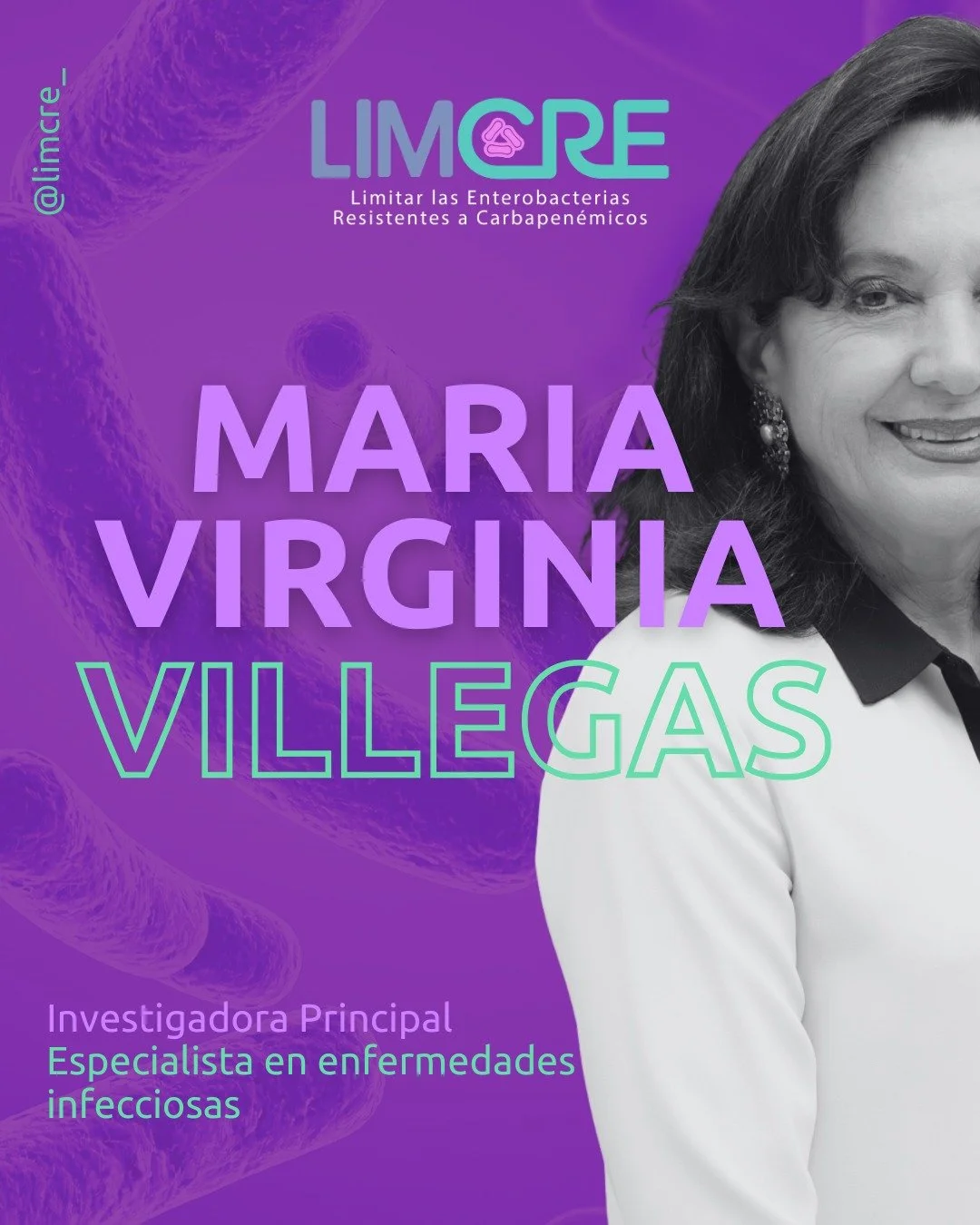 Presentamos a la Dra. Mar&iacute;a Virginia Villegas, infect&oacute;loga y l&iacute;der de nuestro proyecto para enfrentar uno de los mayores retos en salud p&uacute;blica: las bacterias resistentes a los carbapen&eacute;micos. 🦠🔬

Su experiencia, 