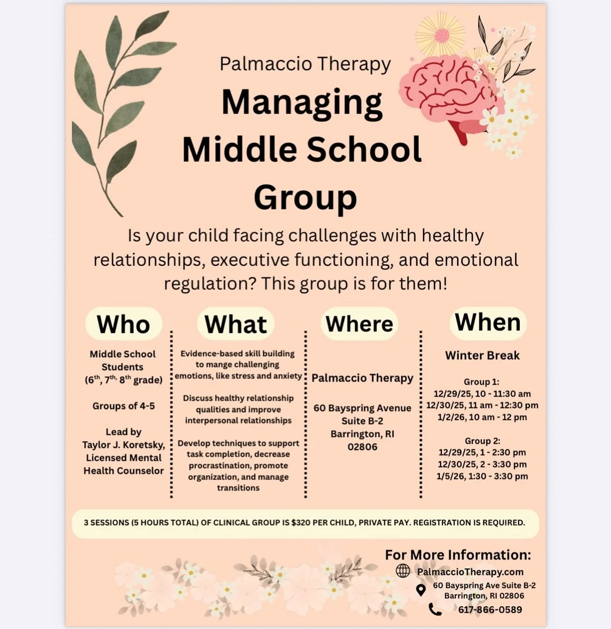 π£ Calling all parents and providers!! π£ Don’t miss this amazing opportunity for my Winter Break skills group for middle-school aged kids! Limited spots available - DM me for more information and learn how to secure a spot today! π Want to be