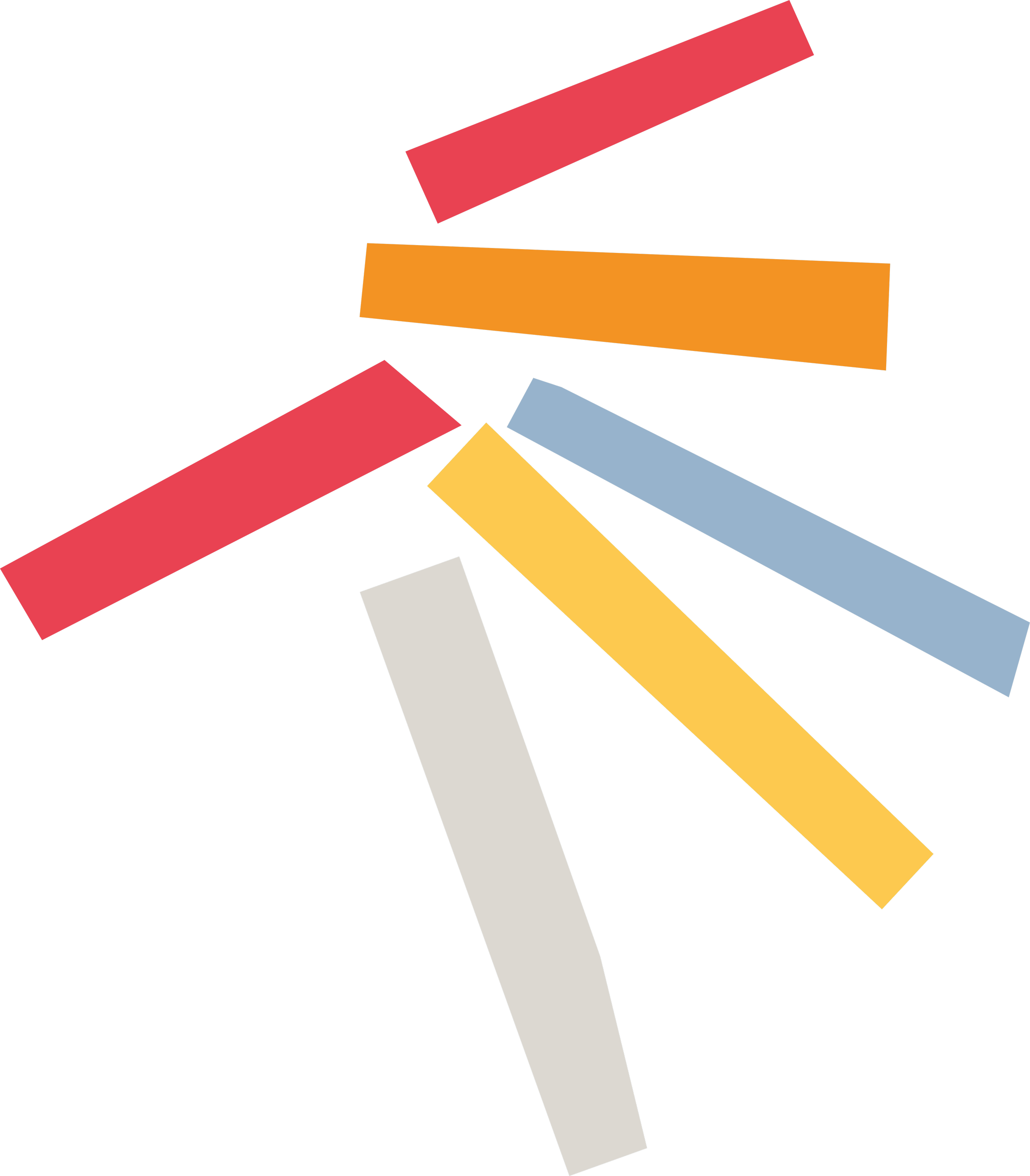 A collection of various colored strips arranged in a radial pattern on a black background.