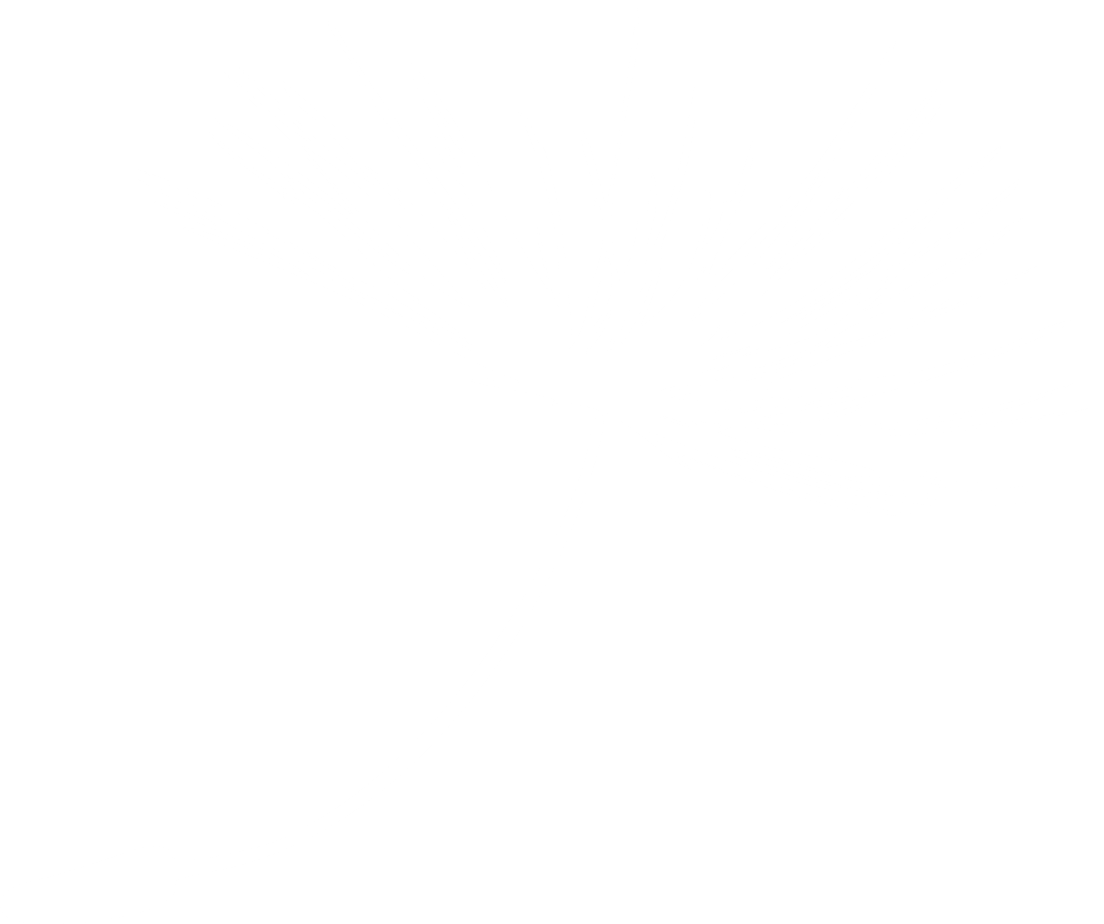 Black and white graphic of a dandelion seed head with stem on black background.