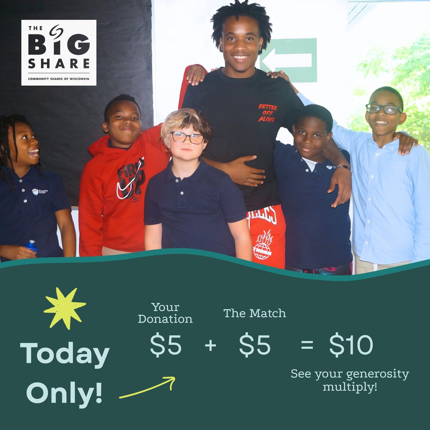 Today is the day! It's The Big Share, hosted by @commshareswi . . .

That means for Tuesday, March 3rd ONLY, every gift to Root 2 Rise will be matched 1:1 thanks to generous supporters Sara and Chris Fortune, who are challenging our community to help