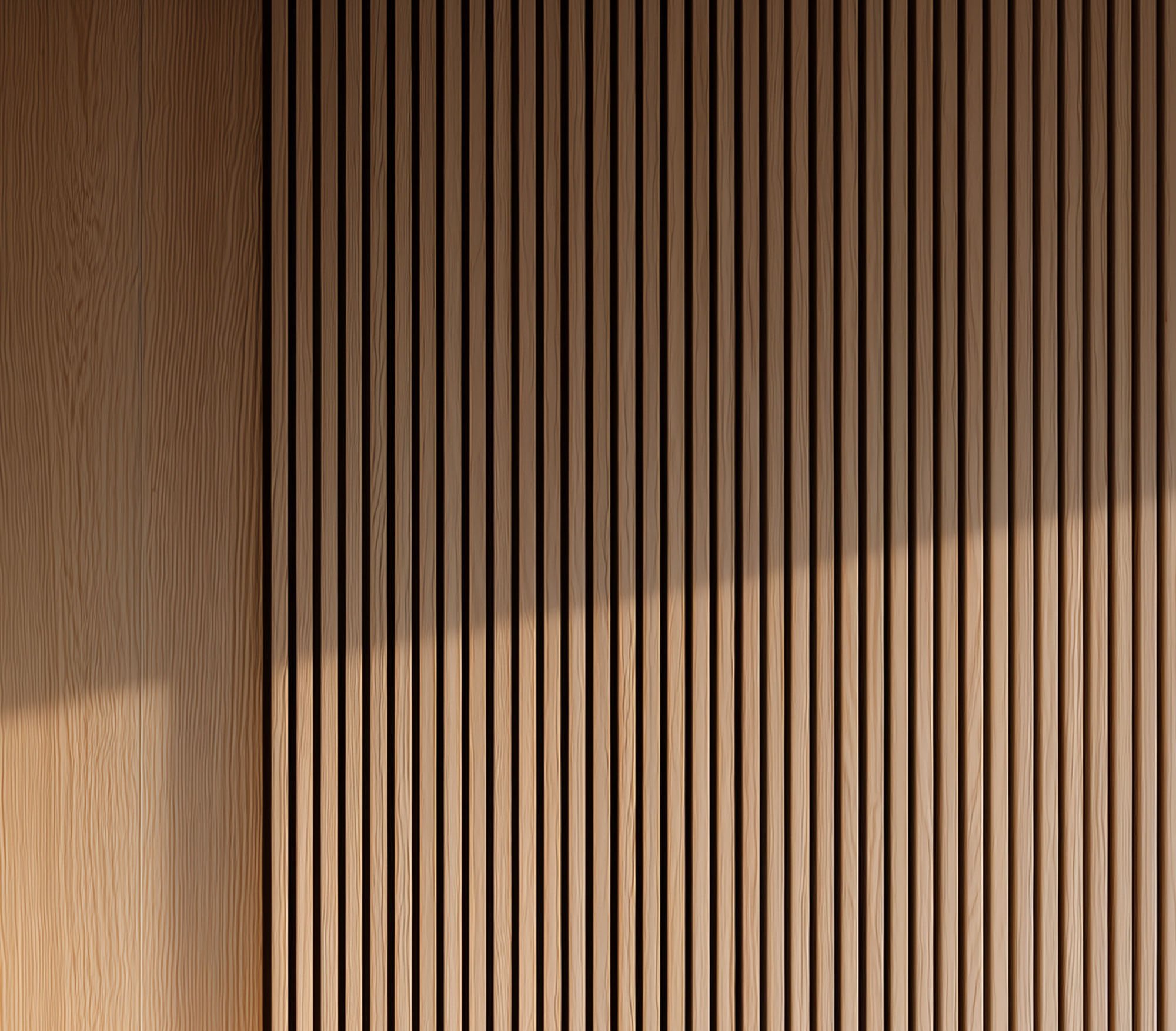 Close-up of wooden surface with vertical slats and wood grain patterns