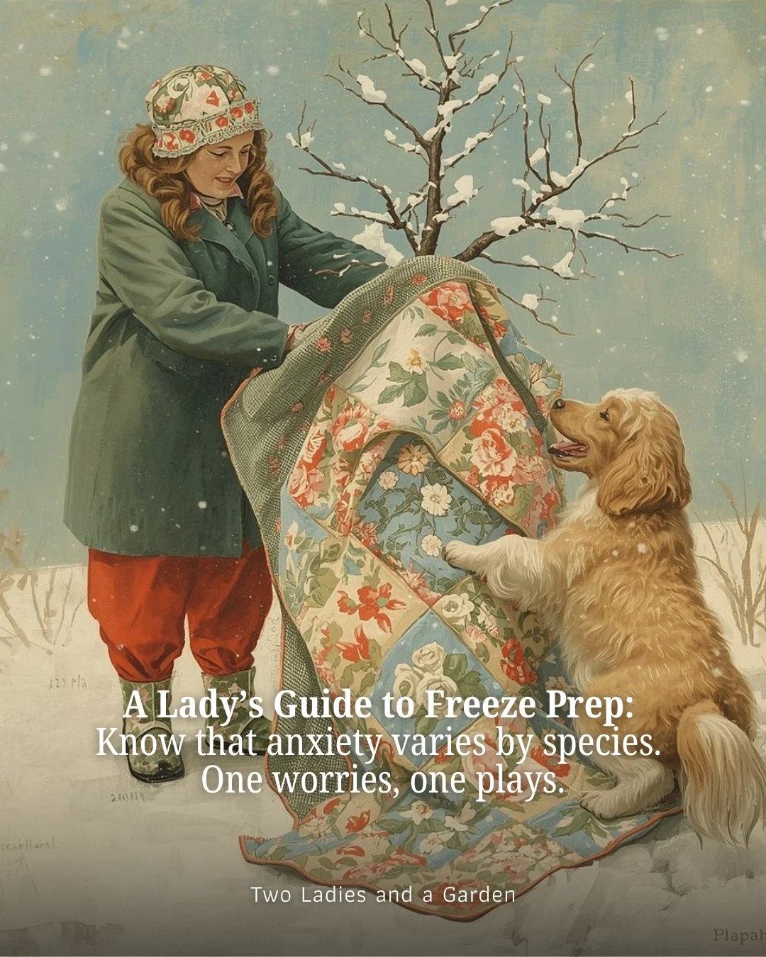 Well, I ordered a frost cloth for my little peach tree. I plan on spending tomorrow afternoon making sure she&rsquo;s tucked in and protected. Meanwhile, Darcie is absolutely thrilled about the cold and clearly counting down to her snow day. Same yar