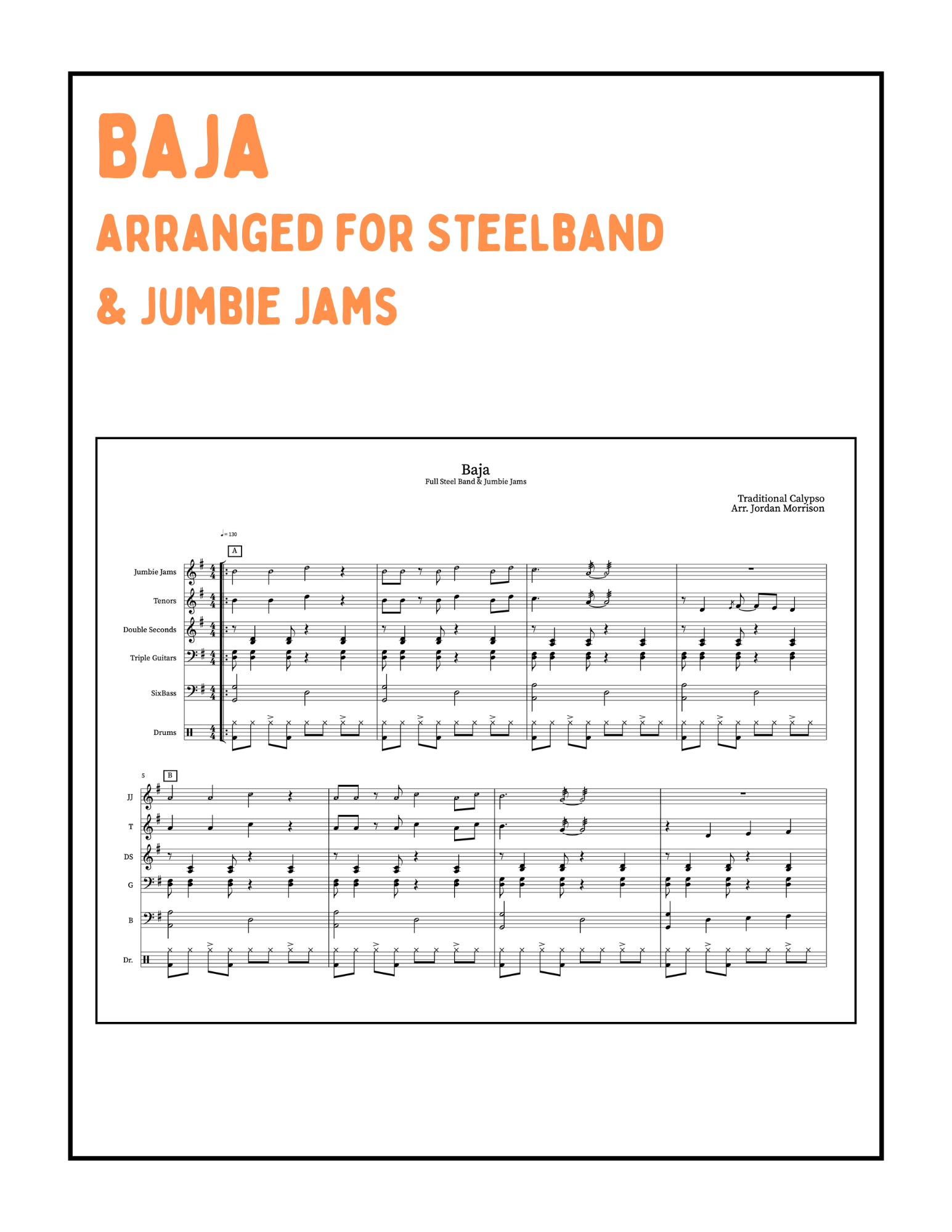 Baja - arranged for Steelband & Jumbie Jams — Jordan Morrison Music