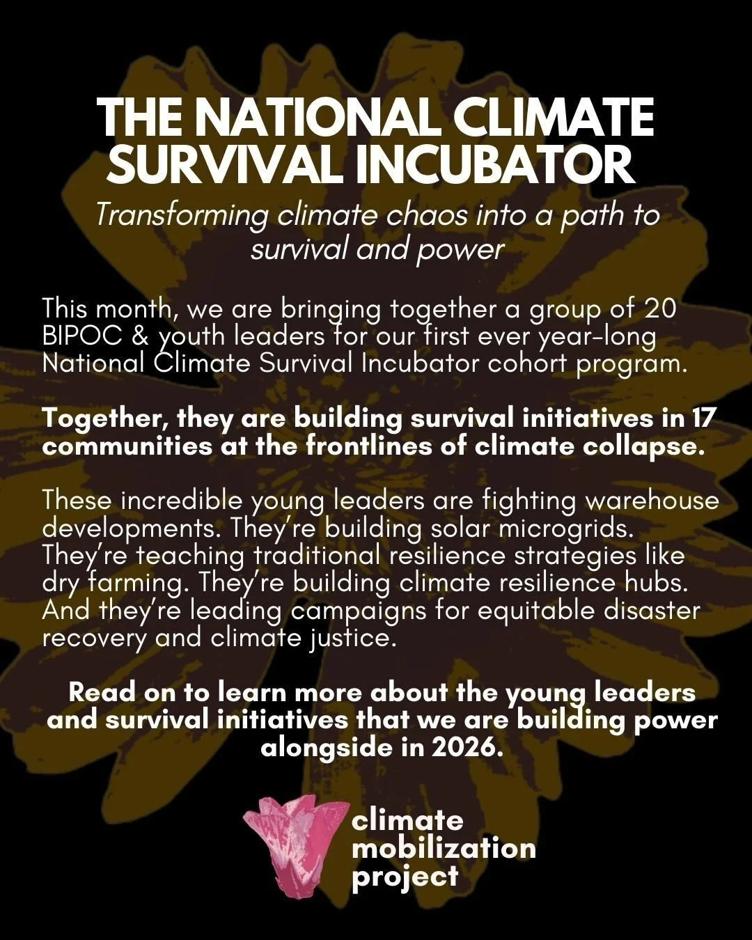 🤲🏽 You can help fund the National Climate Survival Incubator through 2026 by giving &amp; sharing this year-end fundraiser, or starting your own Instagram fundraiser for Climate Mobilization Project. 

‼️ We are already more than halfway to our goa