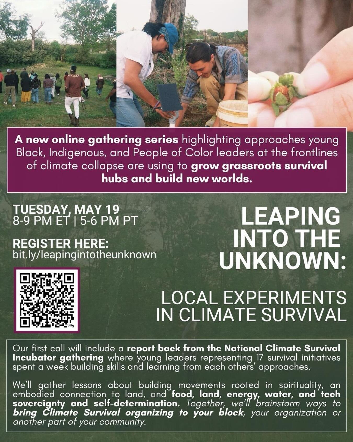 ‼️ As the system failures mount,&nbsp;a new online event series&nbsp;will support you&nbsp;to&nbsp;plant seeds of survival&nbsp;in&nbsp;your community.
&nbsp;
🌱 Leaping into the Unknown: Local Experiments&nbsp;in&nbsp;Climate Survival will kick off 