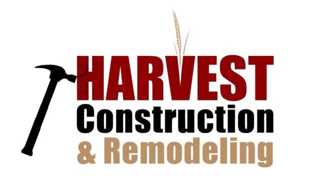 Text logo reading 'Harvest Construction & Remodeling' with a hammer graphic on the left.