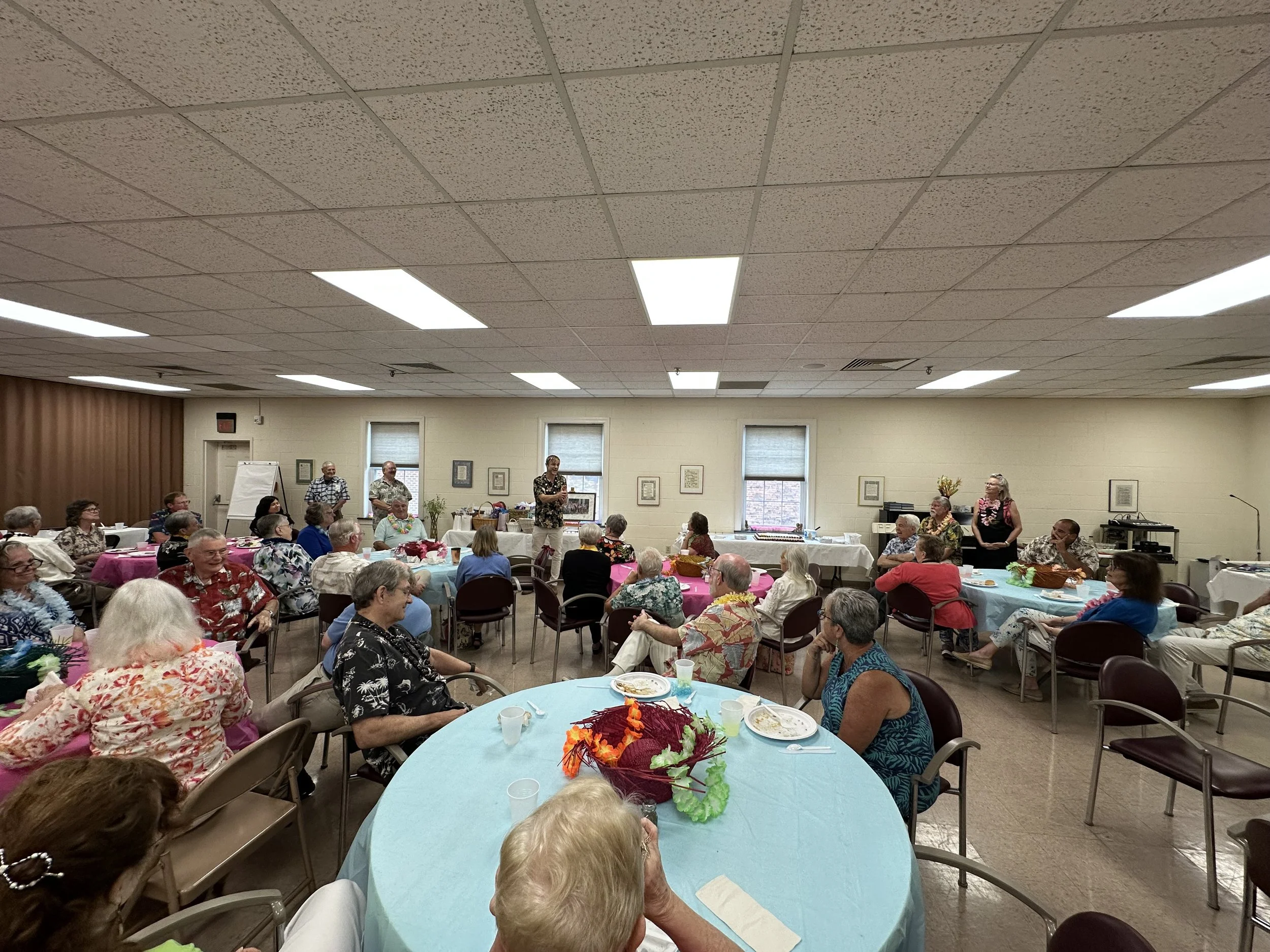 A picture taken at one of our Fellowship potluck luncheons.