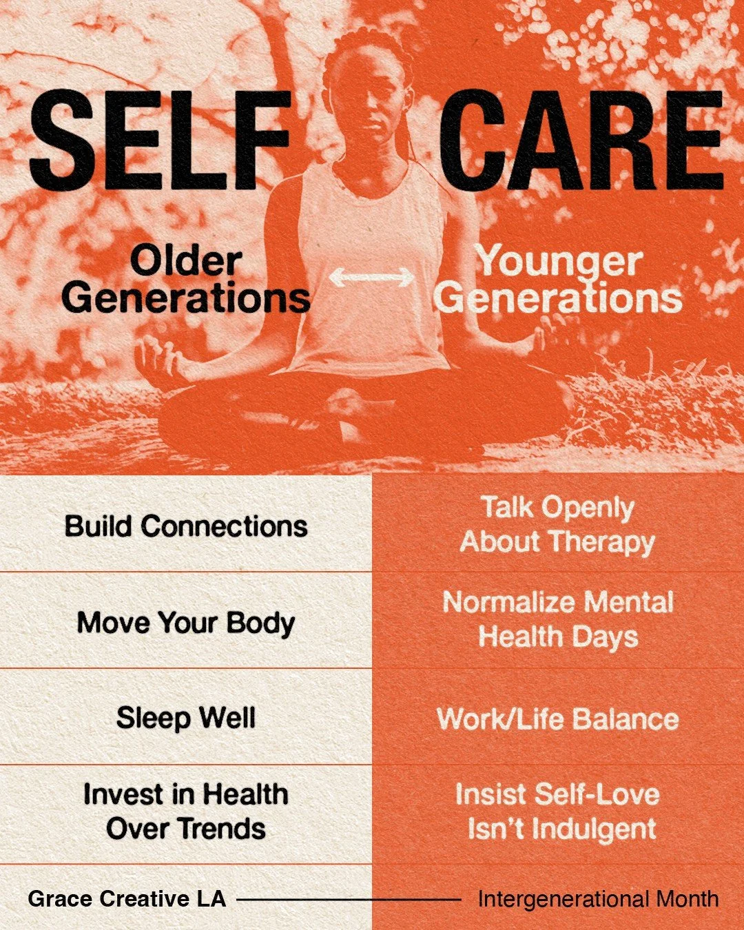 The comments in a recent @forbes post of women over 50 sharing lessons with women under 30 was overflowing with rich self care advice. So we synthesized it for you. You're welcome.

Older generations show us the long game: protect your mental health,