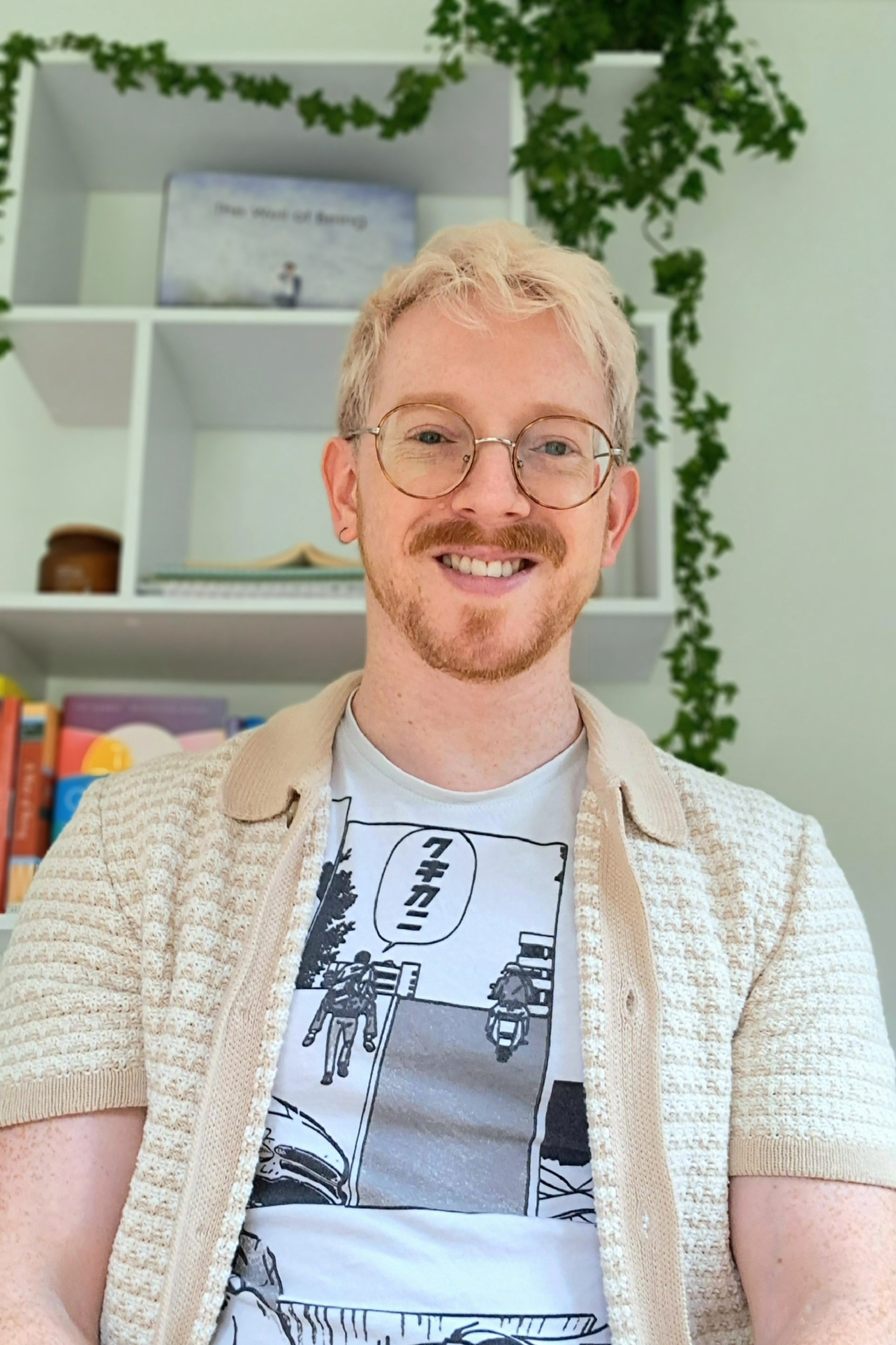 Counsellor and Psychotherapist, Arran Southall, working online and in-person in his garden office in Paisley (near Glasgow).