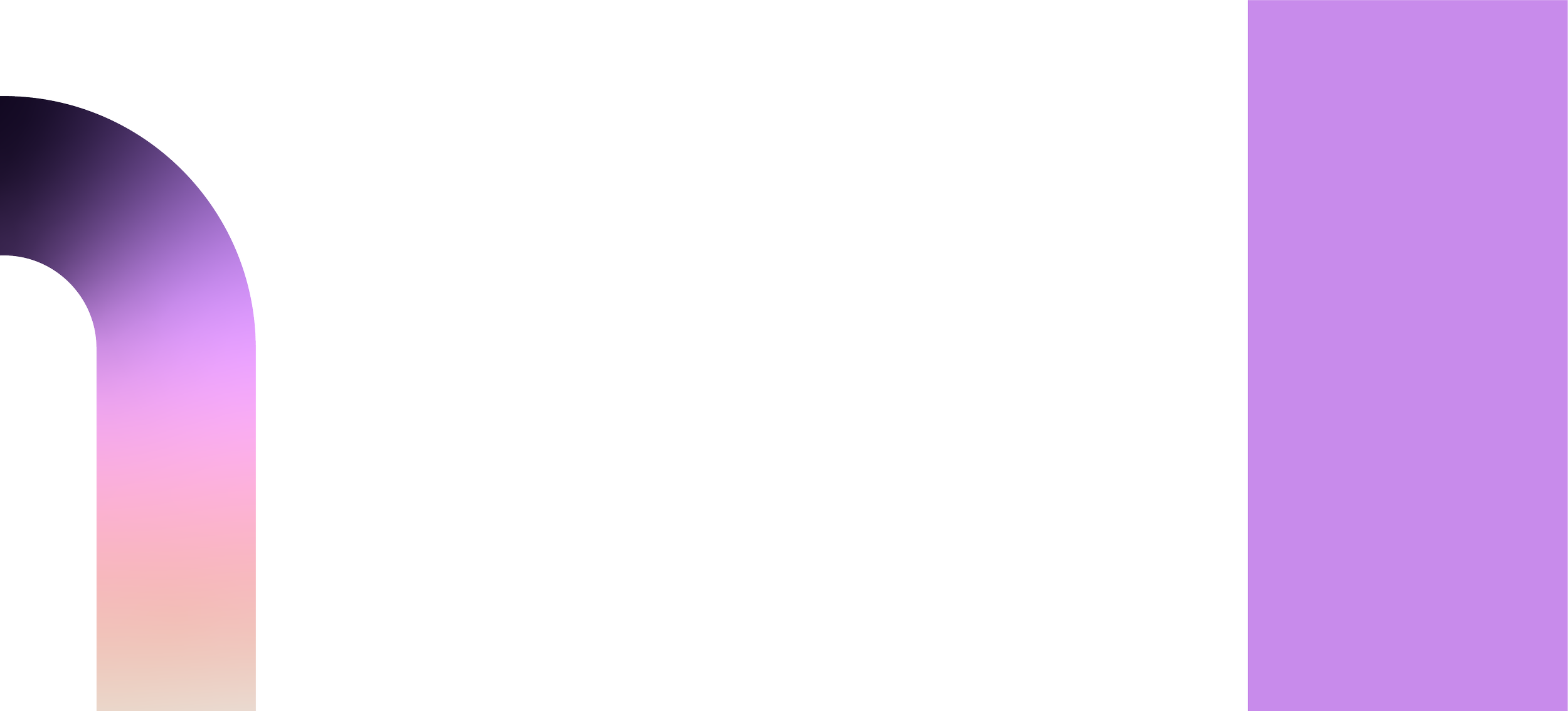 Abstract background with a purple vertical strip on the right and a curved pill shape gradient in the bottom left corner.