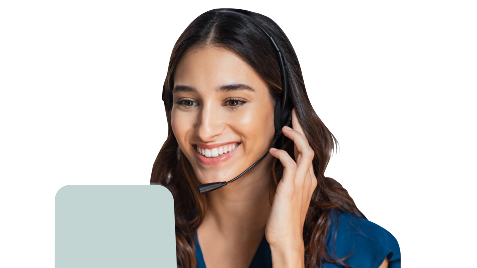 Smiling woman speaking on the phone, representing a small-business owner using Talken AI receptionist service.