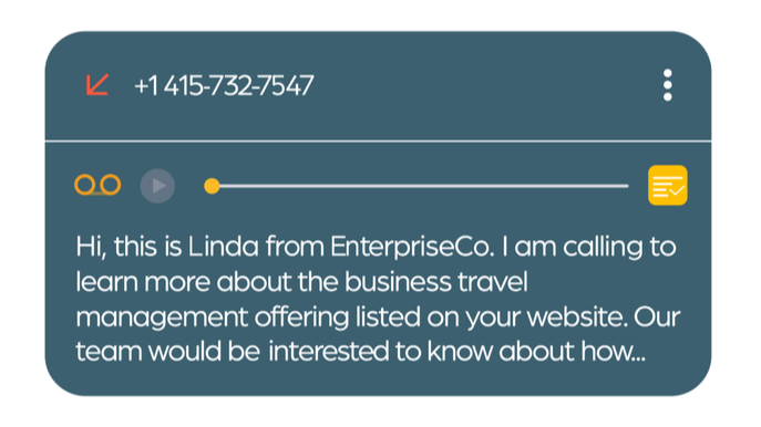 On-screen phone transcript showing an incoming customer call handled by Talken AI voice receptionist.
