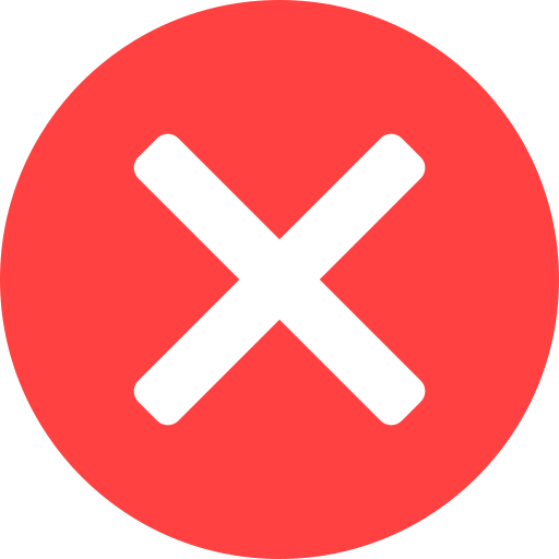 Red circle with a black X in the center.