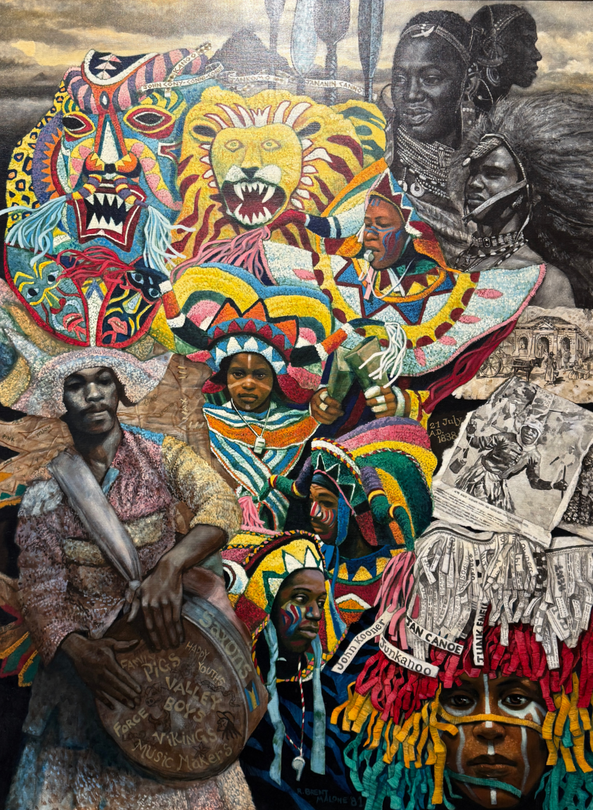 The History of Junkanoo (1981) by Brent Malone, 44" x 56"