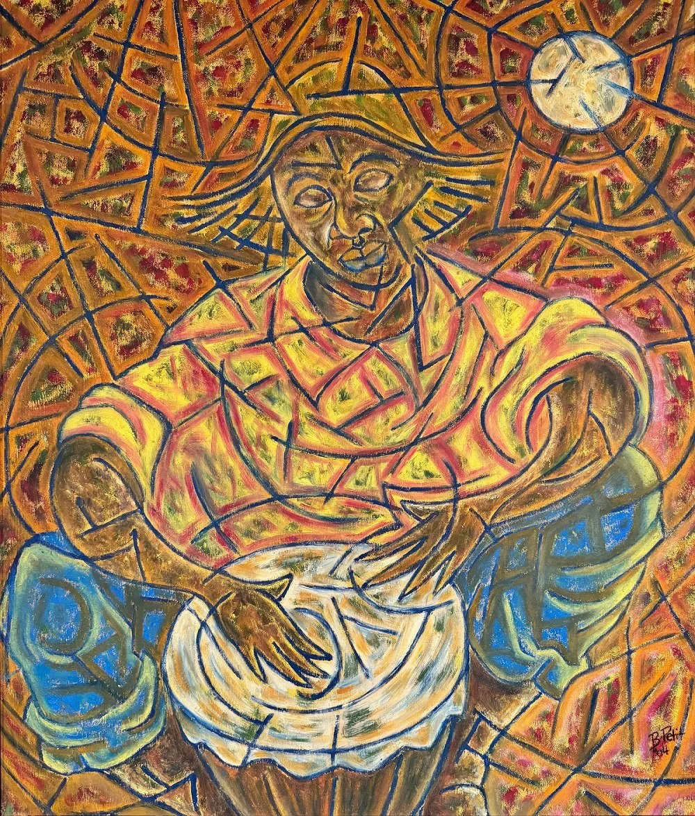 Drummer Under the Moon (2004) by Bernard Petit, 33.5" x 28"