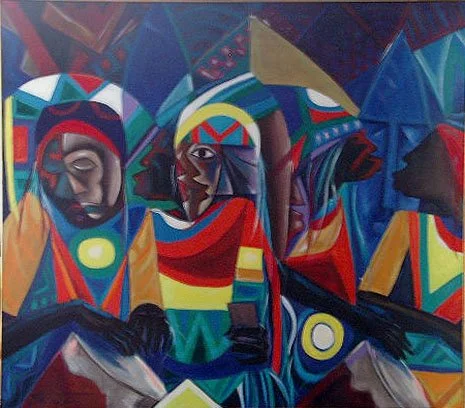 Red Rushing (1992) by Maxwell Taylor, 44.5" x 38.5"