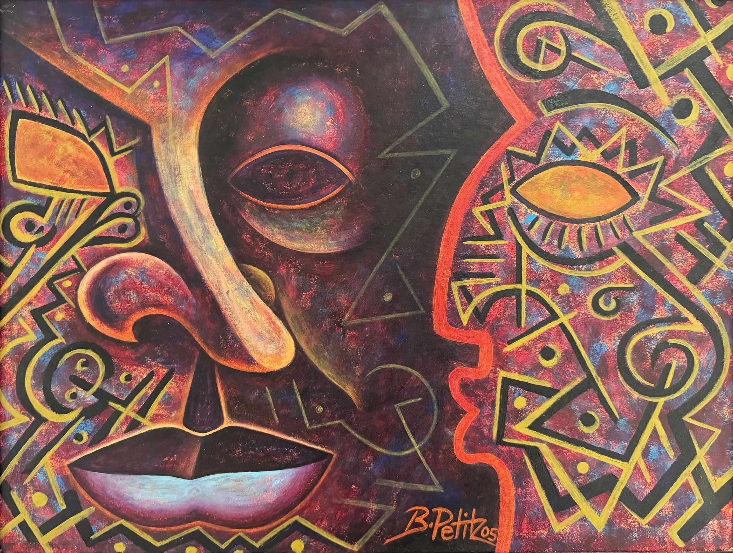 Funky Faces (2005) by Bernard Petit, 15" x 19"