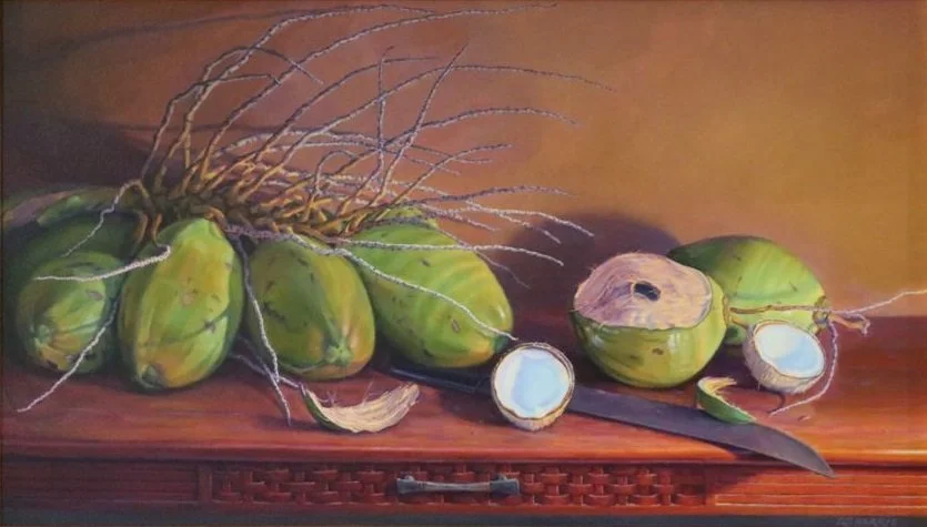 Coconuts by Rolfe Harris, 55" x 35"