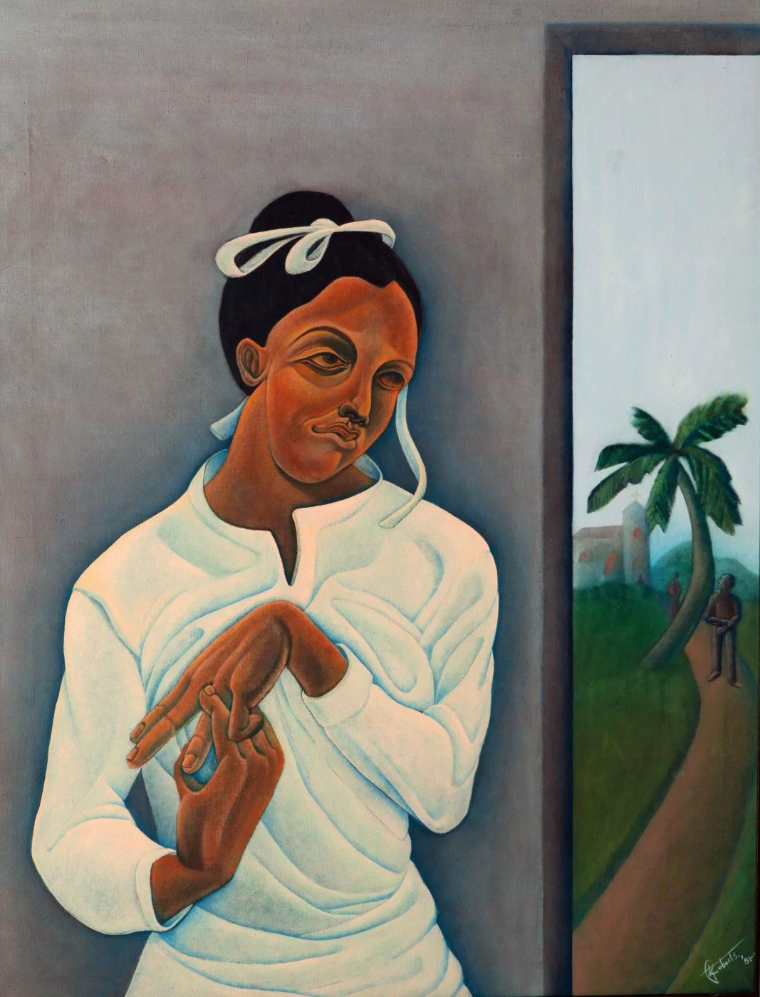 Lady in Waiting (1981) by Antonius Roberts, 37" x 47"