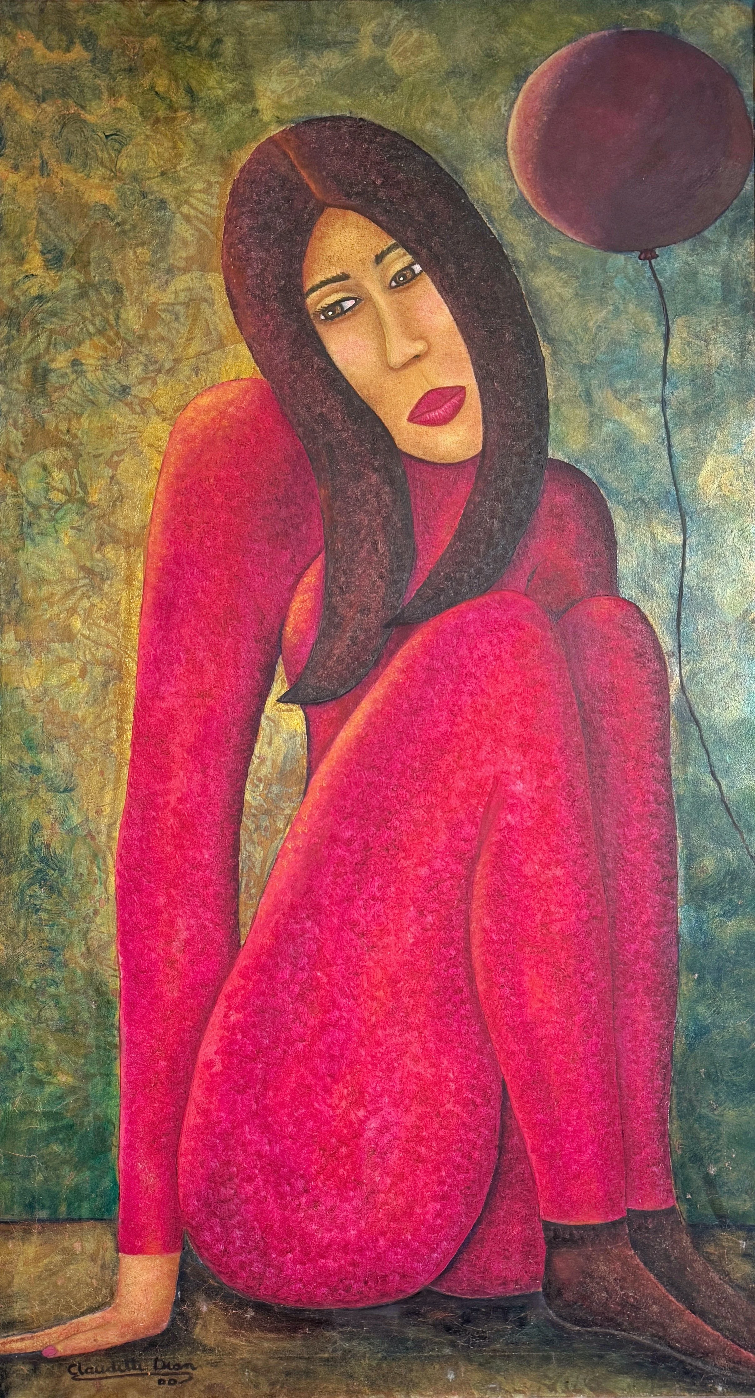 Lady in Red (2000) by Claudette Dean, 28" x 58"
