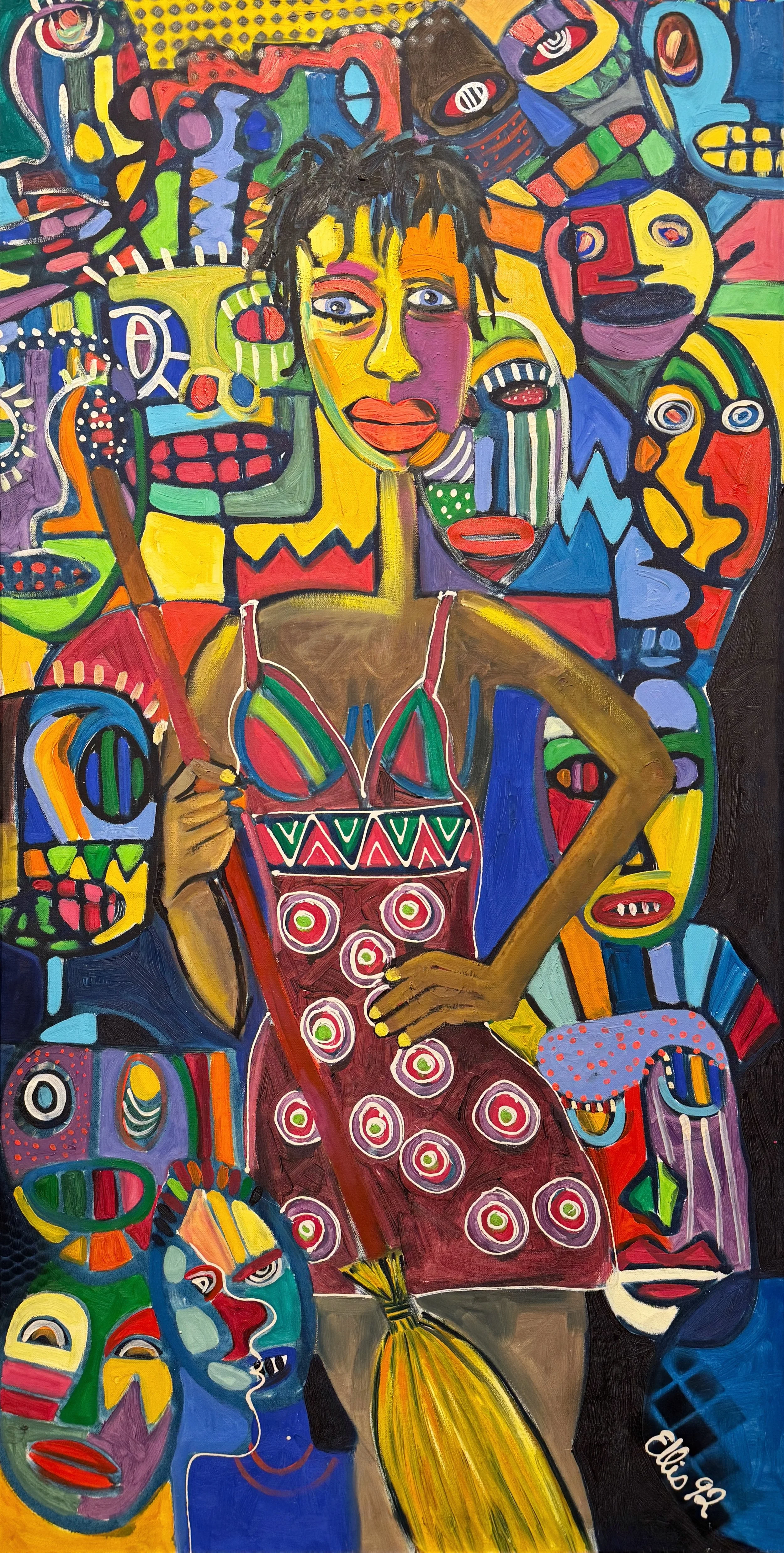 Long Neck Lizzie (1992) by Eric Ellis, 24" x 48"