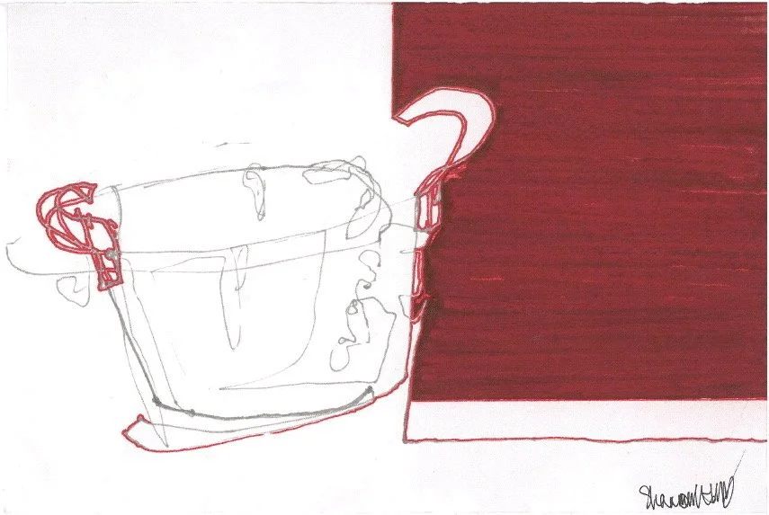 Little Red Bucket, 2012, Ink on Paper, 7” x 10 ½”