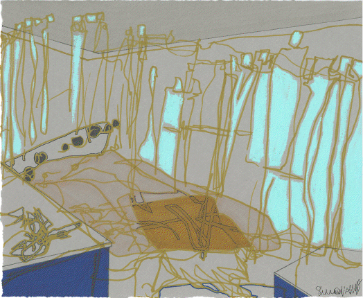 In Limbo, 2012, Ink and Charcoal Pastel on Paper, 9" x 11"