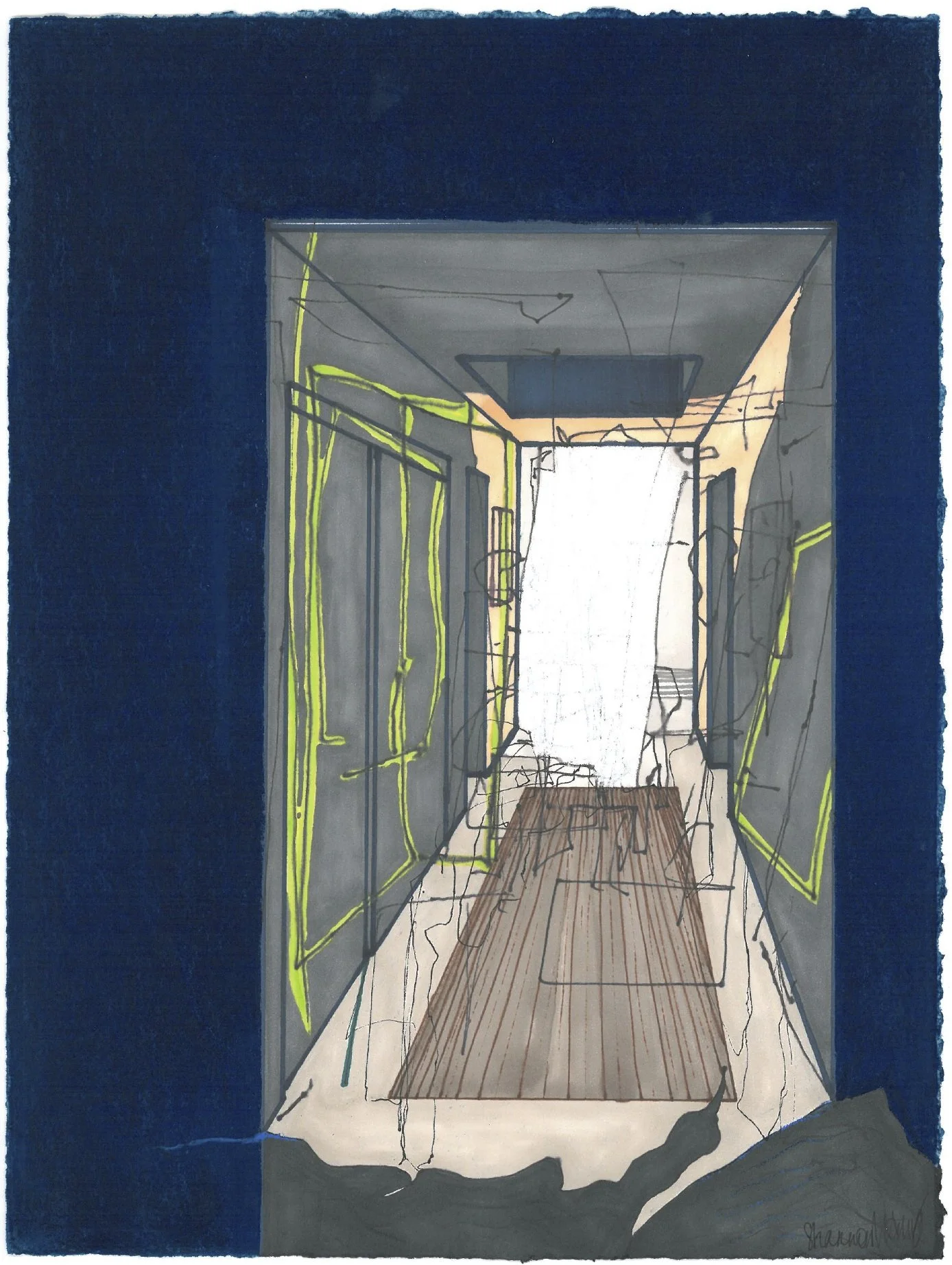 1820.1, 2012, Ink and charcoal pastel on paper, 9" x 12"