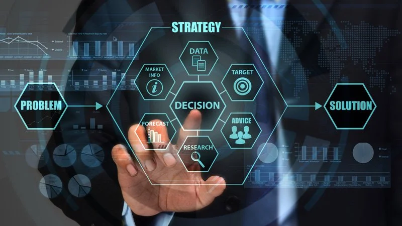 Business strategy and planning graphic, representing the decision of when to hire a full-time Product Manager.