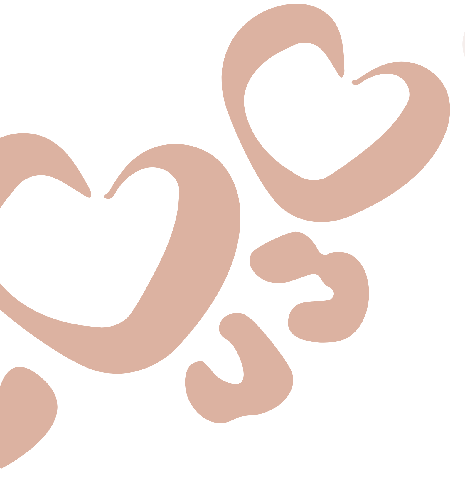Multiple beige hearts with black interior on a black background