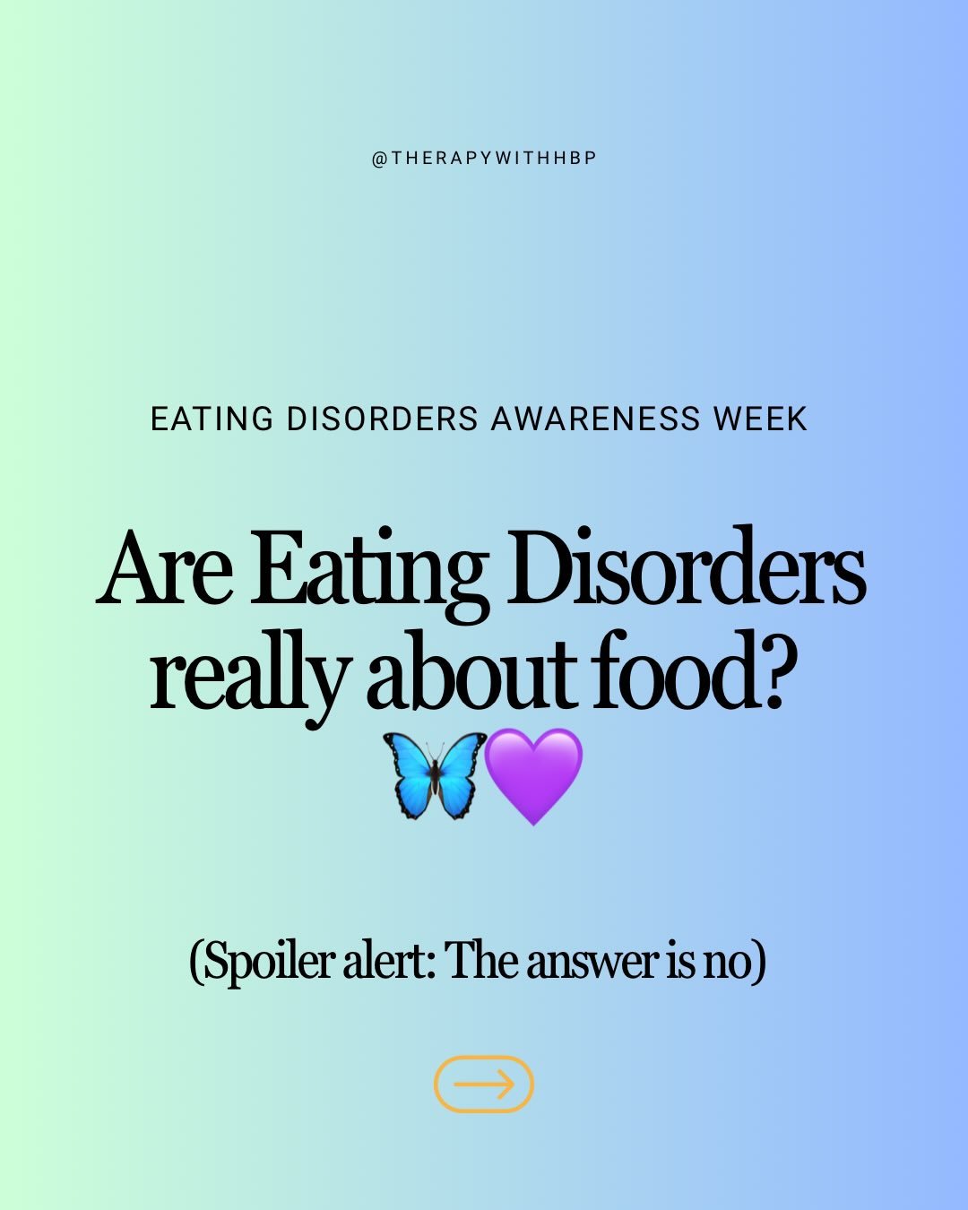 It&rsquo;s Eating Disorder Awareness Week 💜🦋

And one of the most important things to understand is this: eating disorders are rarely just about food.

Food is the visible part.
The behaviors are the visible part.

But underneath, there is often an