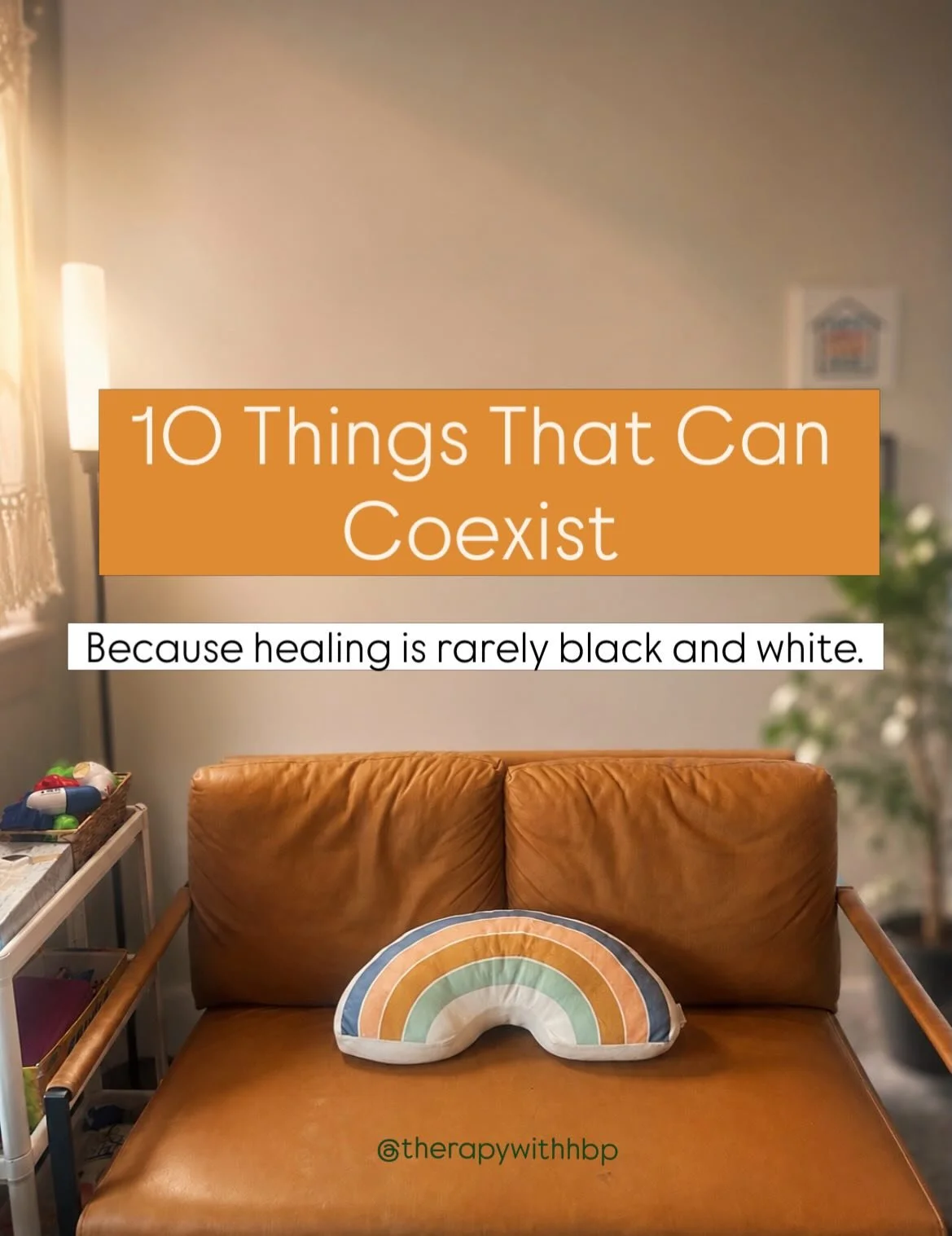 A gentle reminder: healing is rarely black and white. 🤍🌈

One of the most difficult&mdash;and freeing&mdash;parts of therapy is learning that two things can be true at the same time.

You can be making progress and still struggle.
You can feel grat